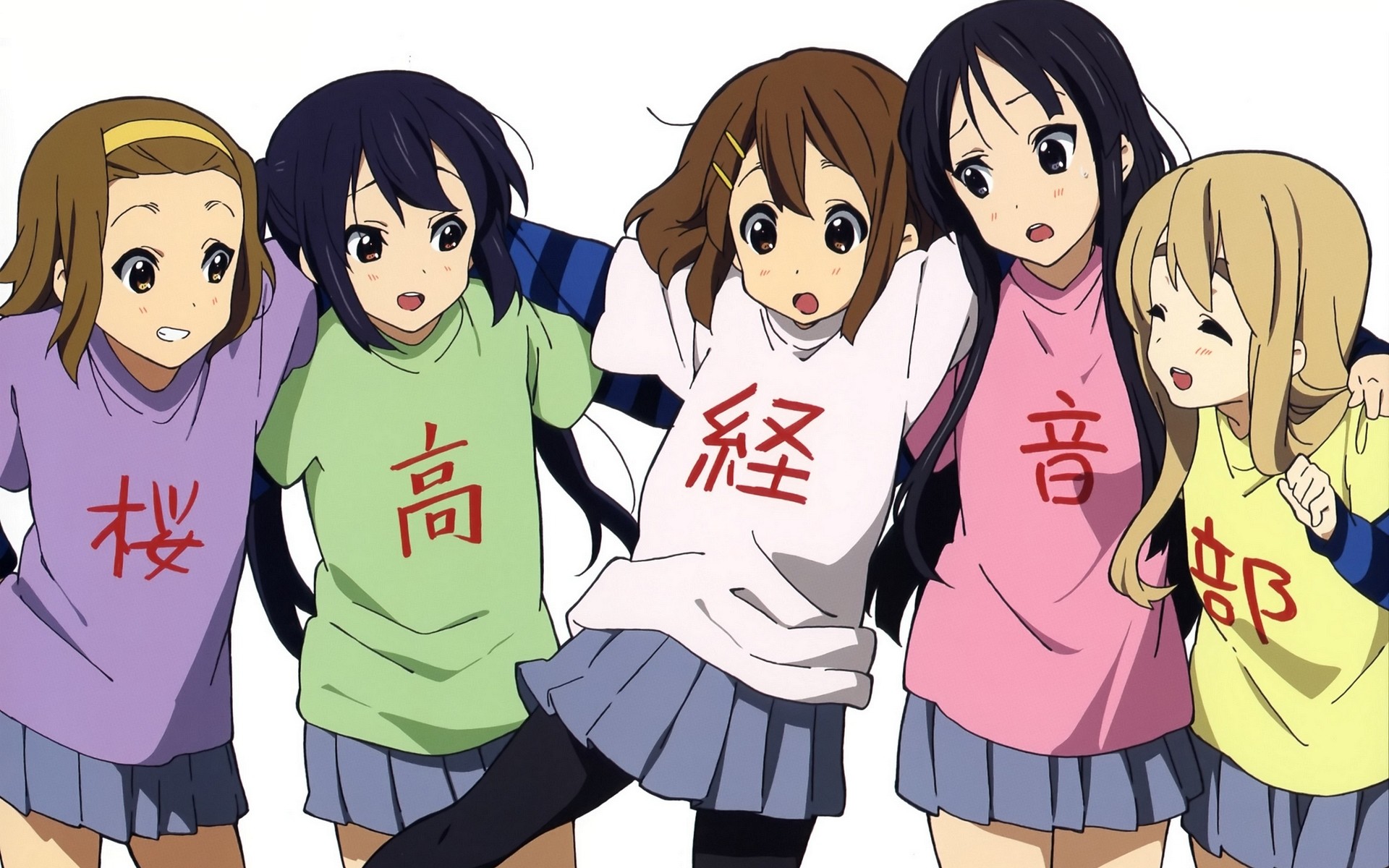 K-On!, Yui Hirasawa, Mio Akiyama, Ritsu Tainaka, Mugi Kotobuki, Azusa Nakano, sfondo desktop