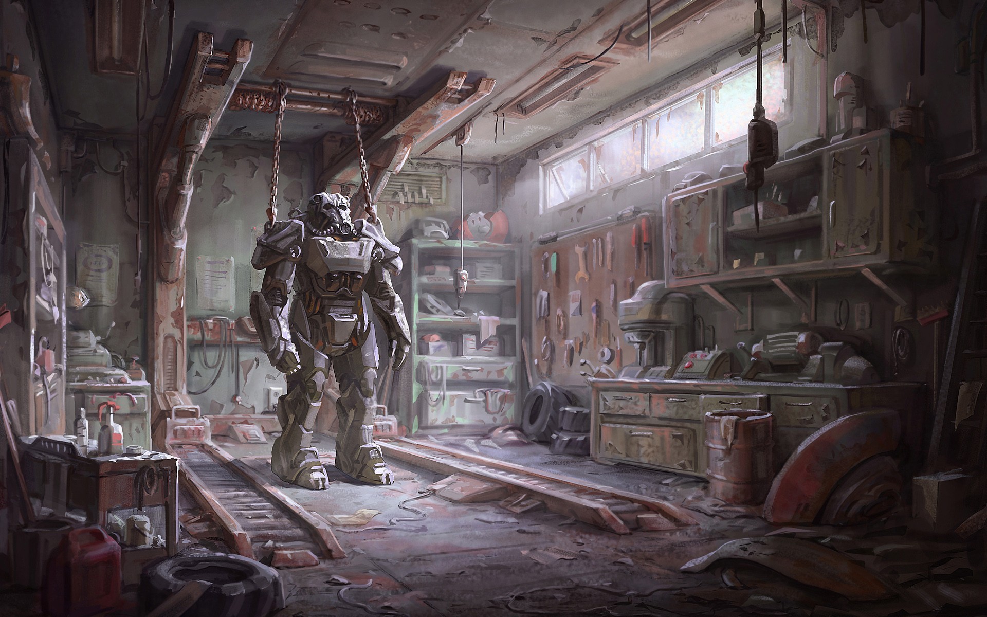 Fallout 4, Armatura atomica, Officina, Garage, 1920x1200, immagine di sfondo