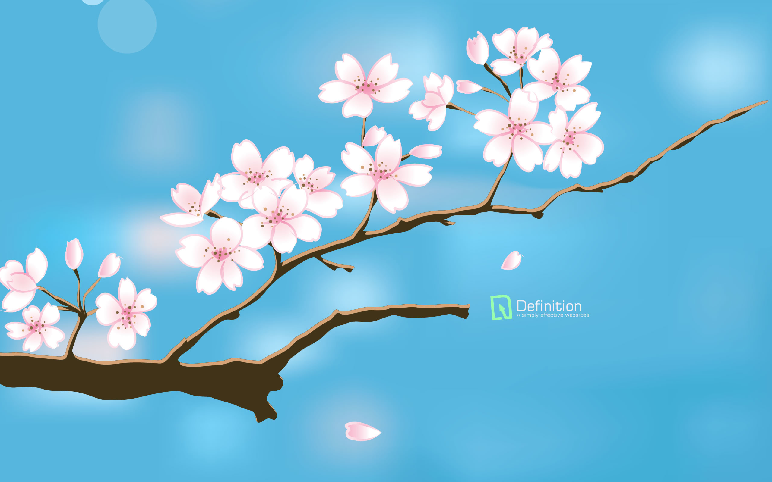 Fiori di ciliegio, Ramo, Illustrazione, Cielo azzurro, 2K, sfondo per PC