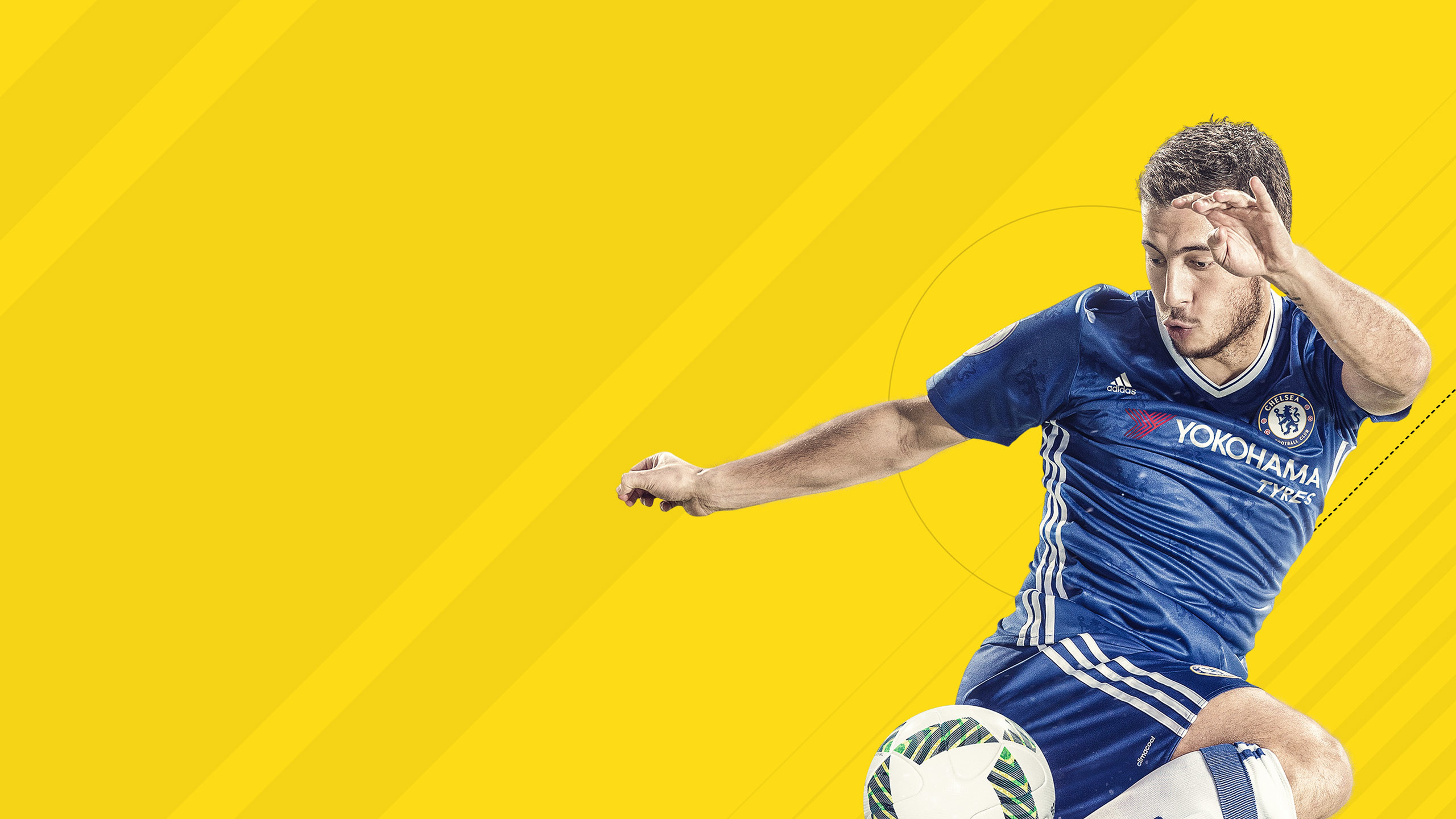 Eden Hazard, FIFA 17, Chelsea, Sfondo giallo, 16:9 2K, wallpaper widescreen