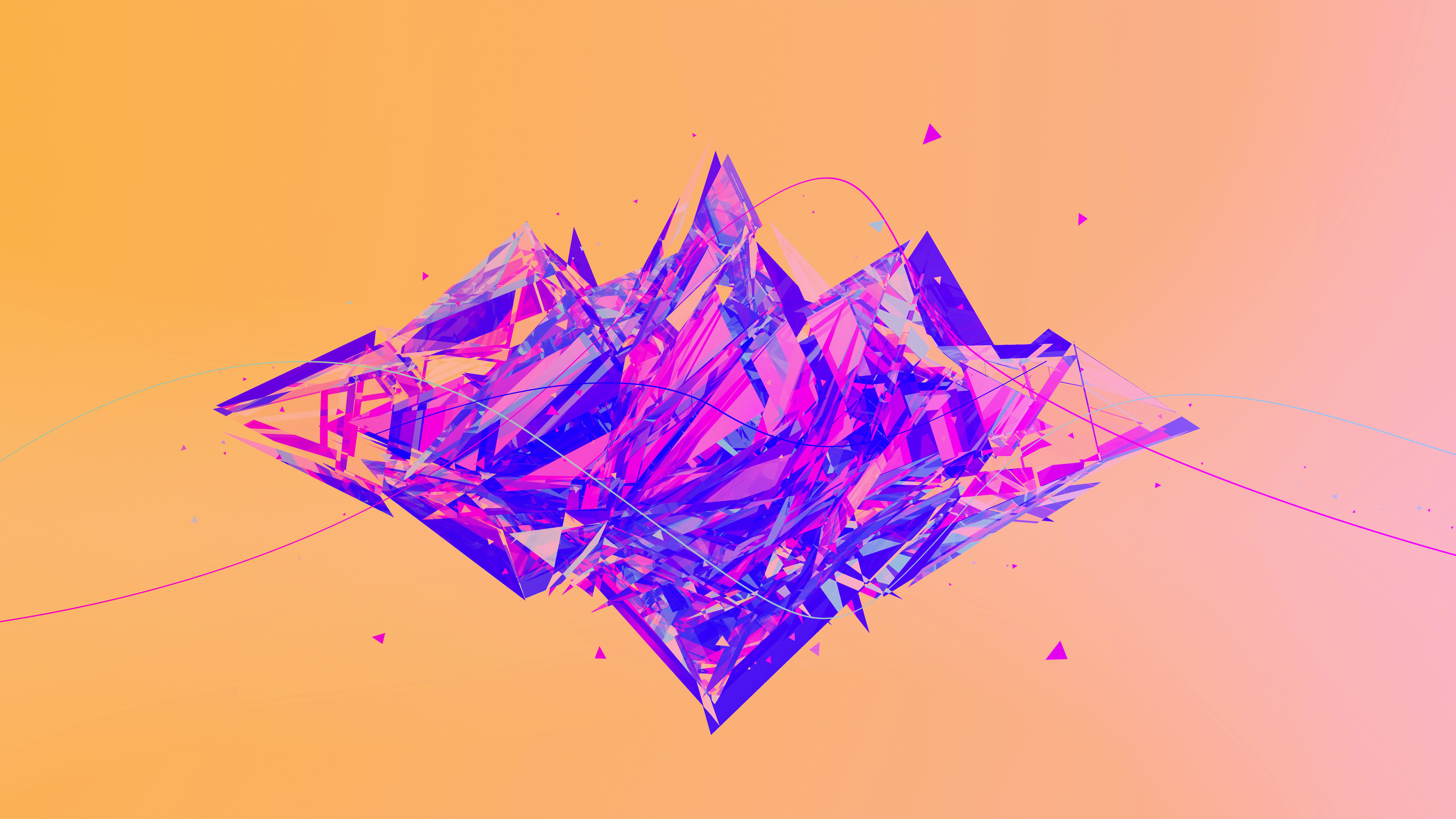 Astratto, Viola, Sfondo arancione, Schegge, 3840x2160, wallpaper desktop
