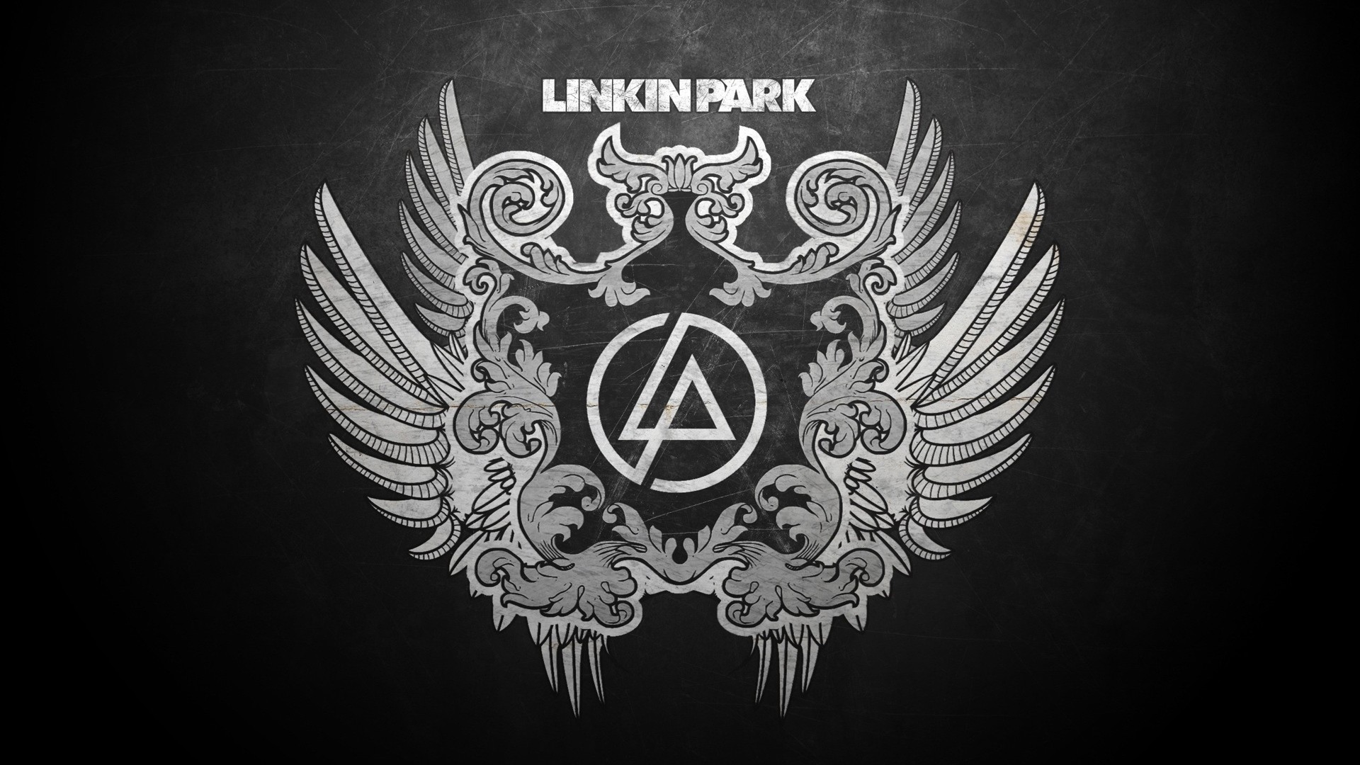 Logo Linkin Park, Linkin Park, Ali, Stemma, Bianco e nero, Full HD, sfondo per PC e portatile