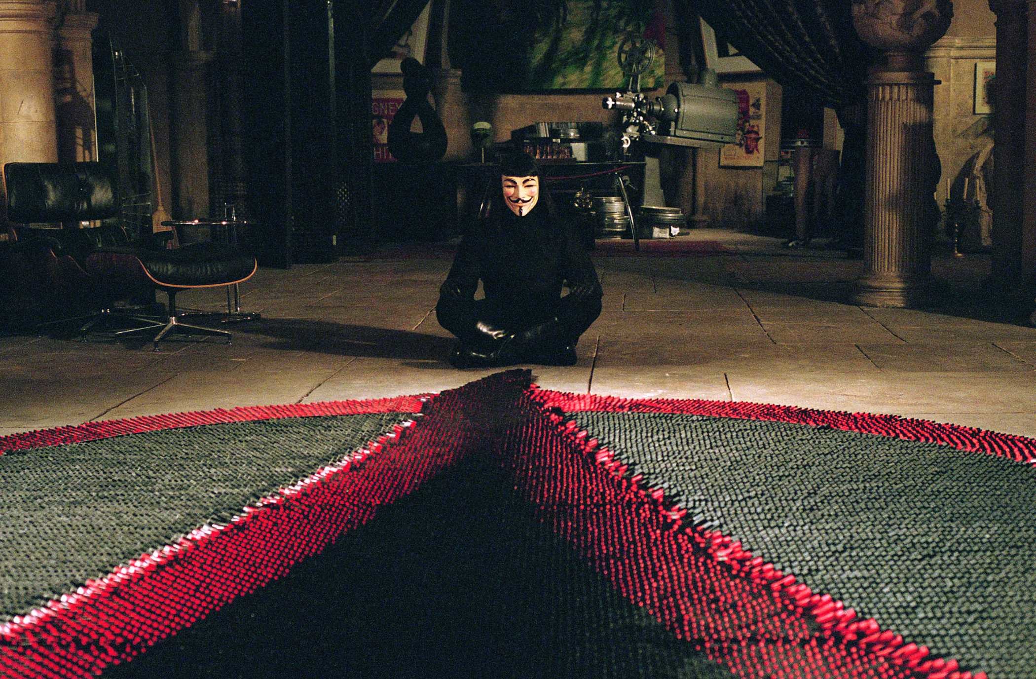 V per Vendetta, V, Domino rossi, Shadow Gallery, Scena di film, Full HD, sfondo per PC e portatile