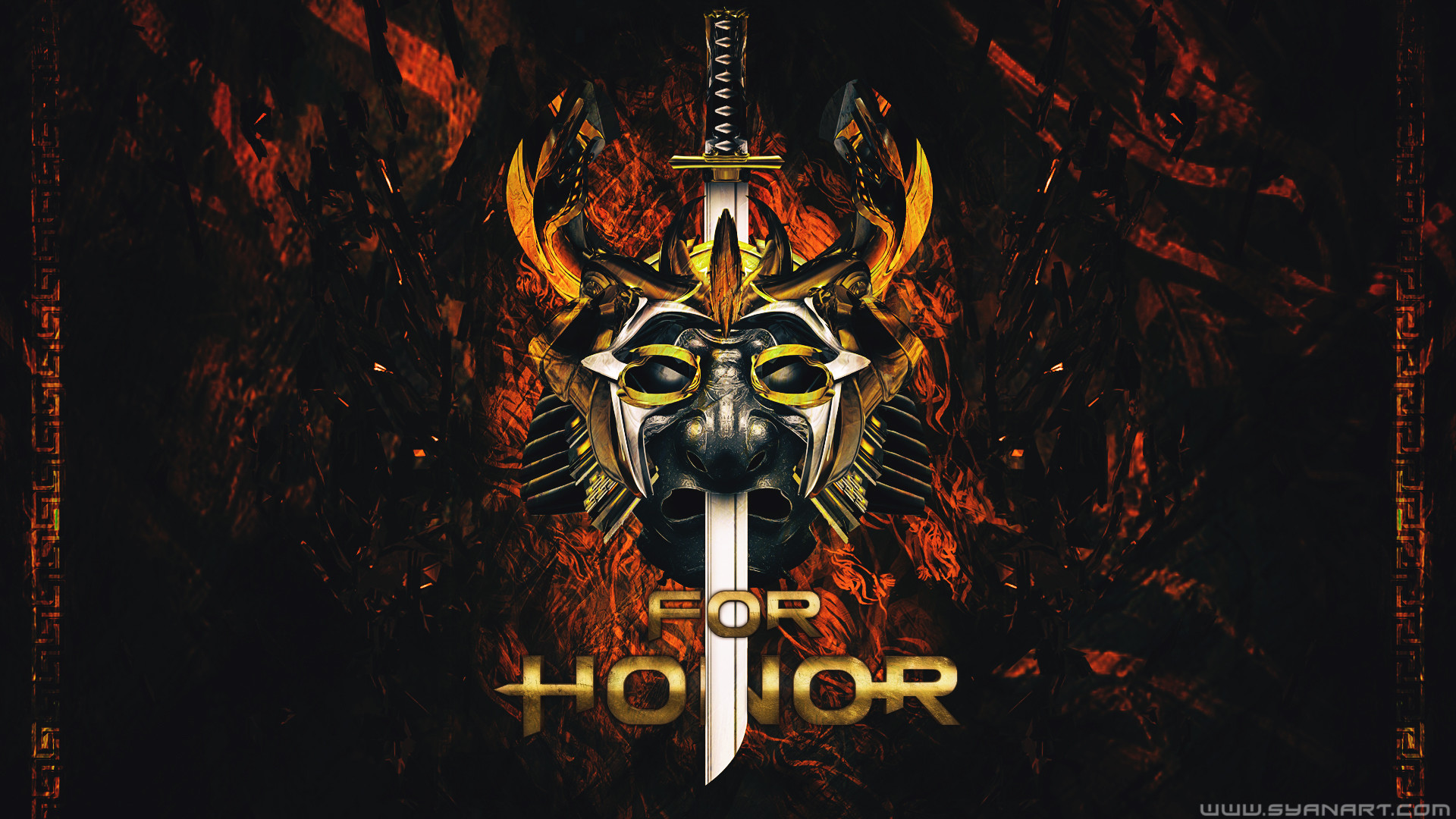 For Honor, Maschera samurai, Spada, Logo, 1920x1080, sfondo per PC