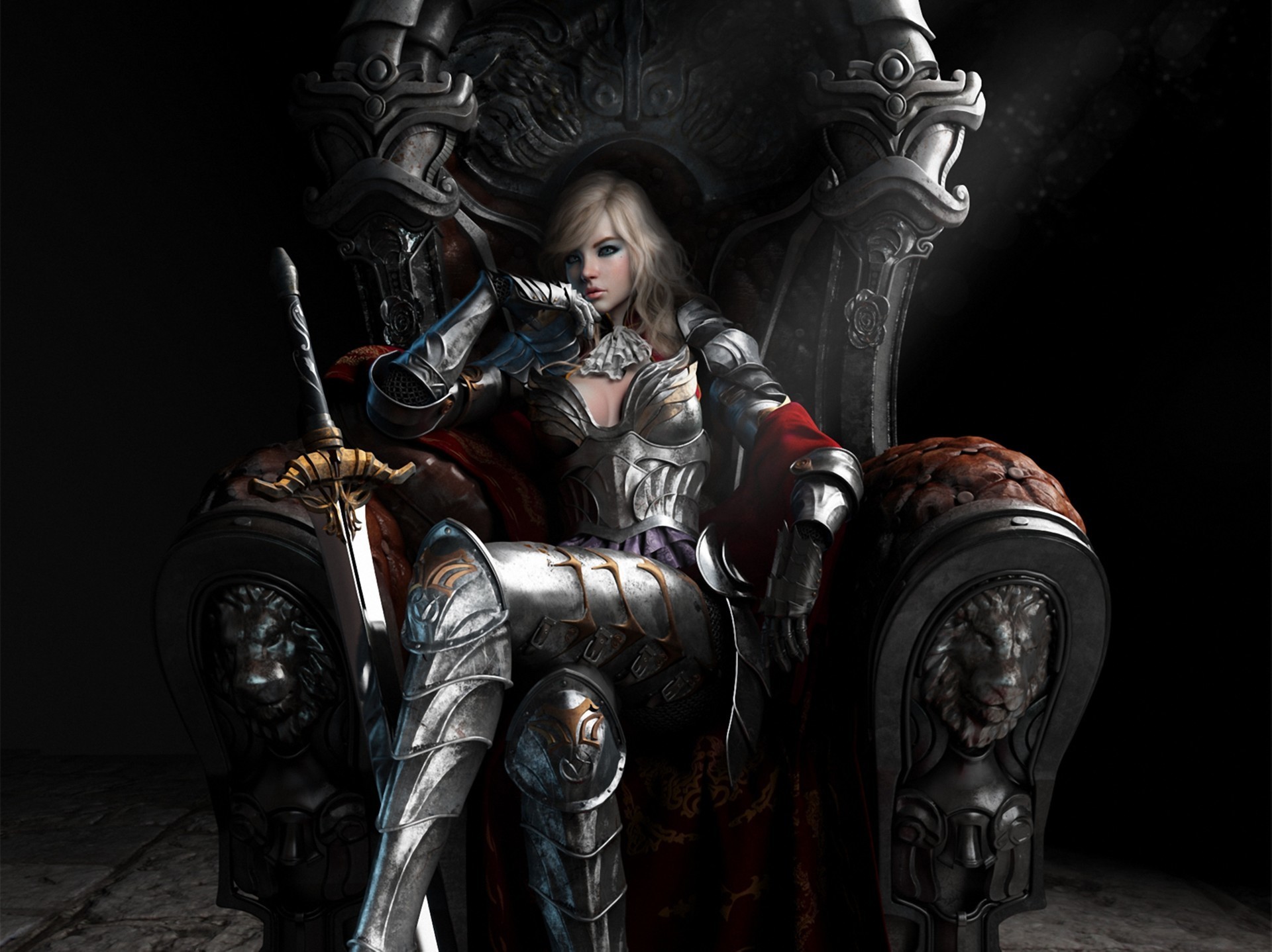 Trono, Armatura, Fantasy, Scuro, Full HD, schermata di blocco iPad