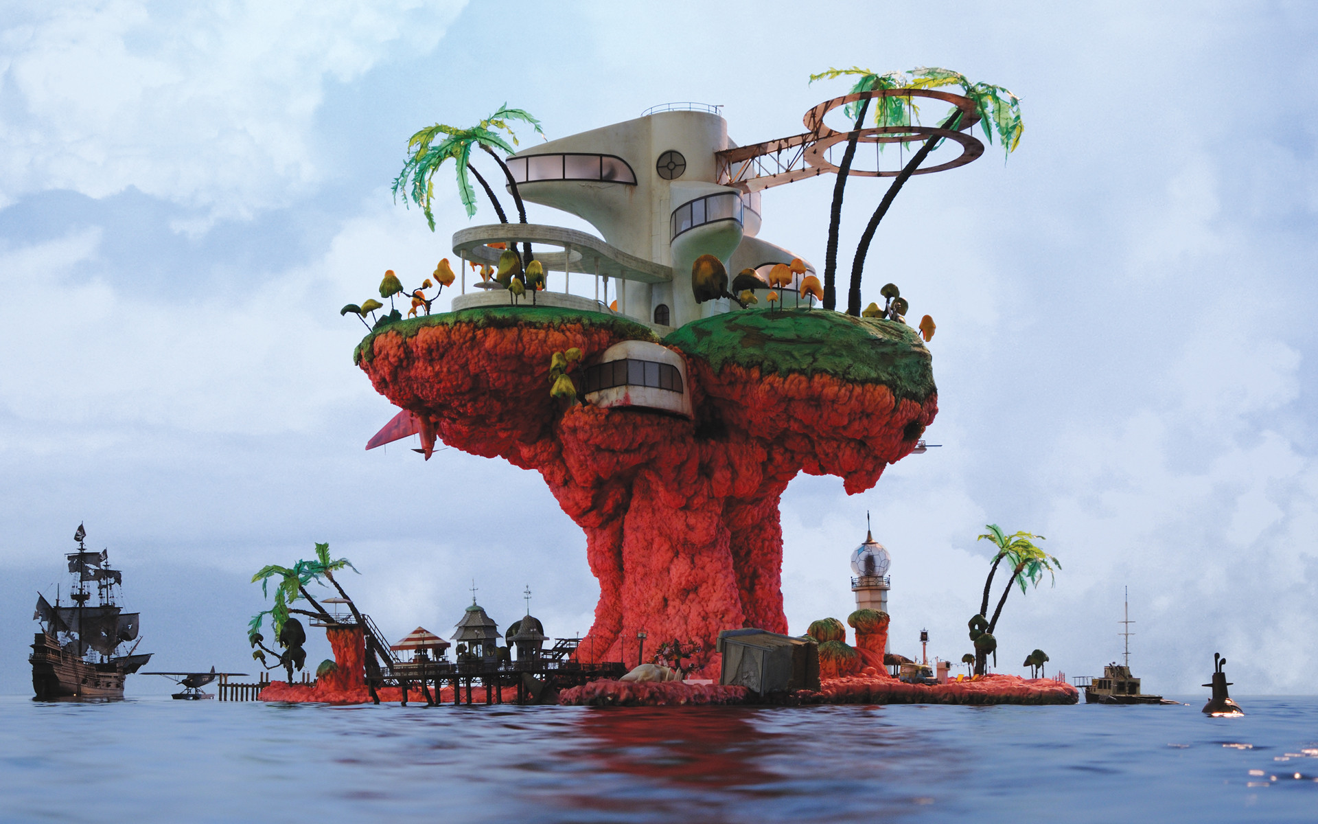 Gorillaz, Plastic Beach, Isola, Mare, 1920x1200, immagine di sfondo