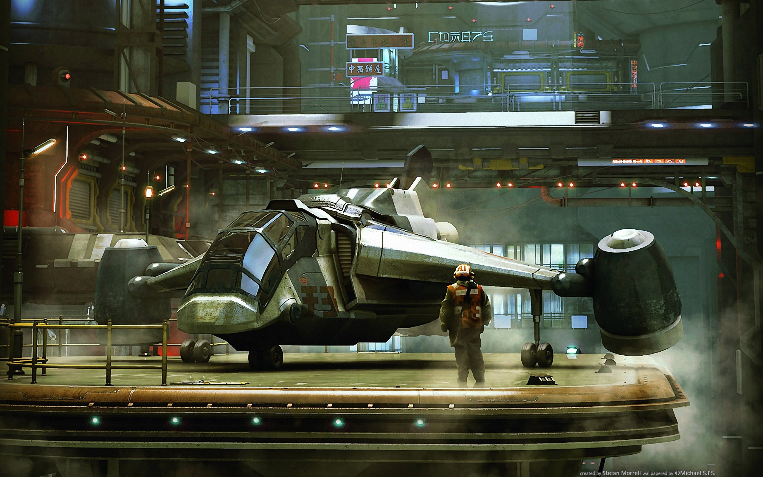 Navicella, Hangar, Arte concettuale, Fantascienza, 2K, sfondo Windows 11