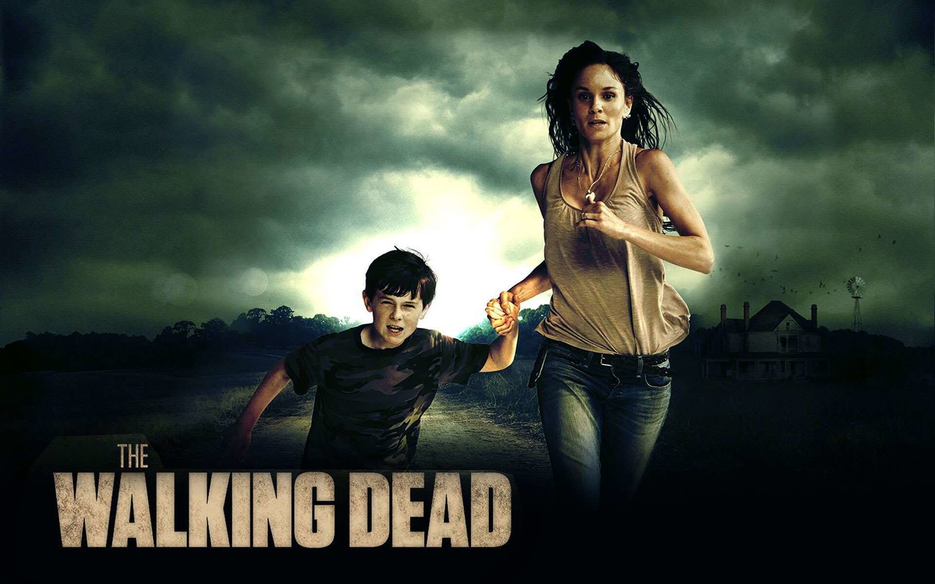 The Walking Dead, Maggie Greene, Lauren Cohan, Carl Grimes, Fattoria, Cielo tempestoso, sfondo Full HD