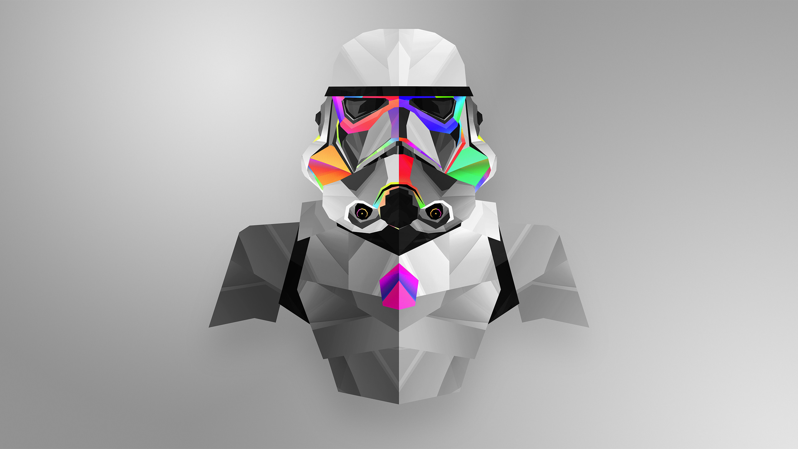 Stormtrooper, Star Wars, Low poly, Multicolore, 2560x1440, sfondo per PC