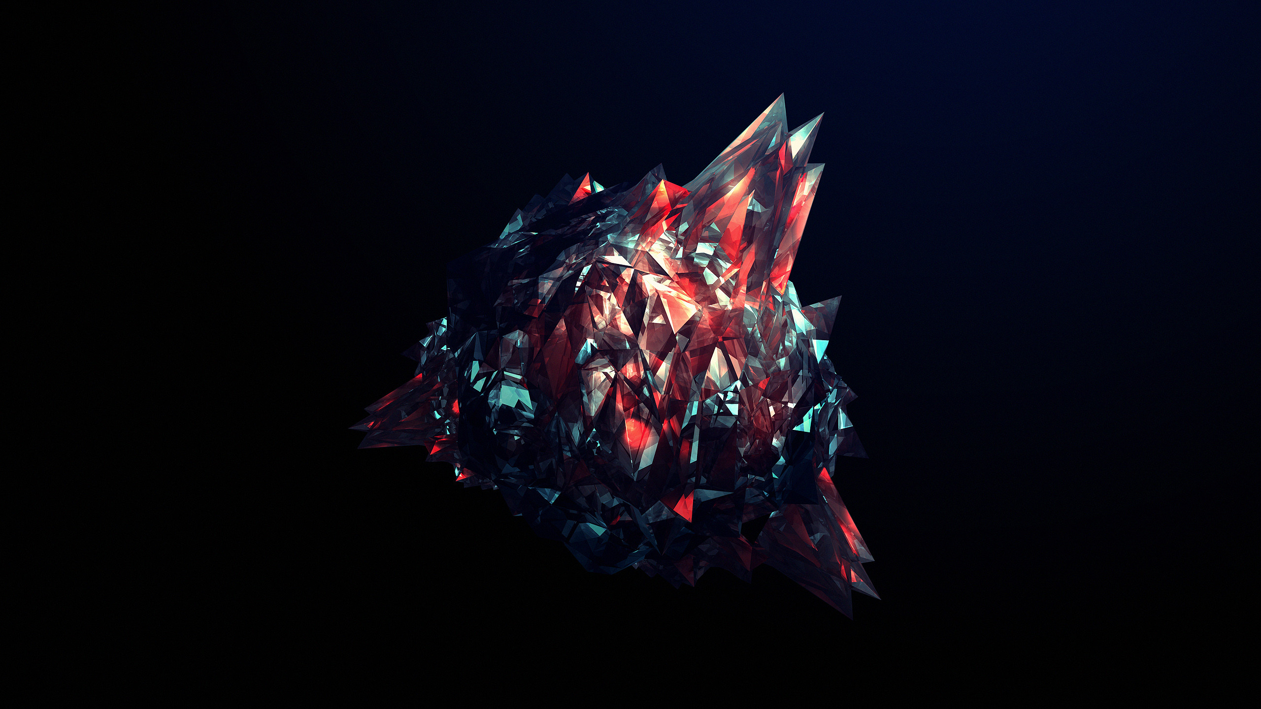 Astratto, Cristalli, Sfondo scuro, Schegge, 16:9 2K, wallpaper widescreen
