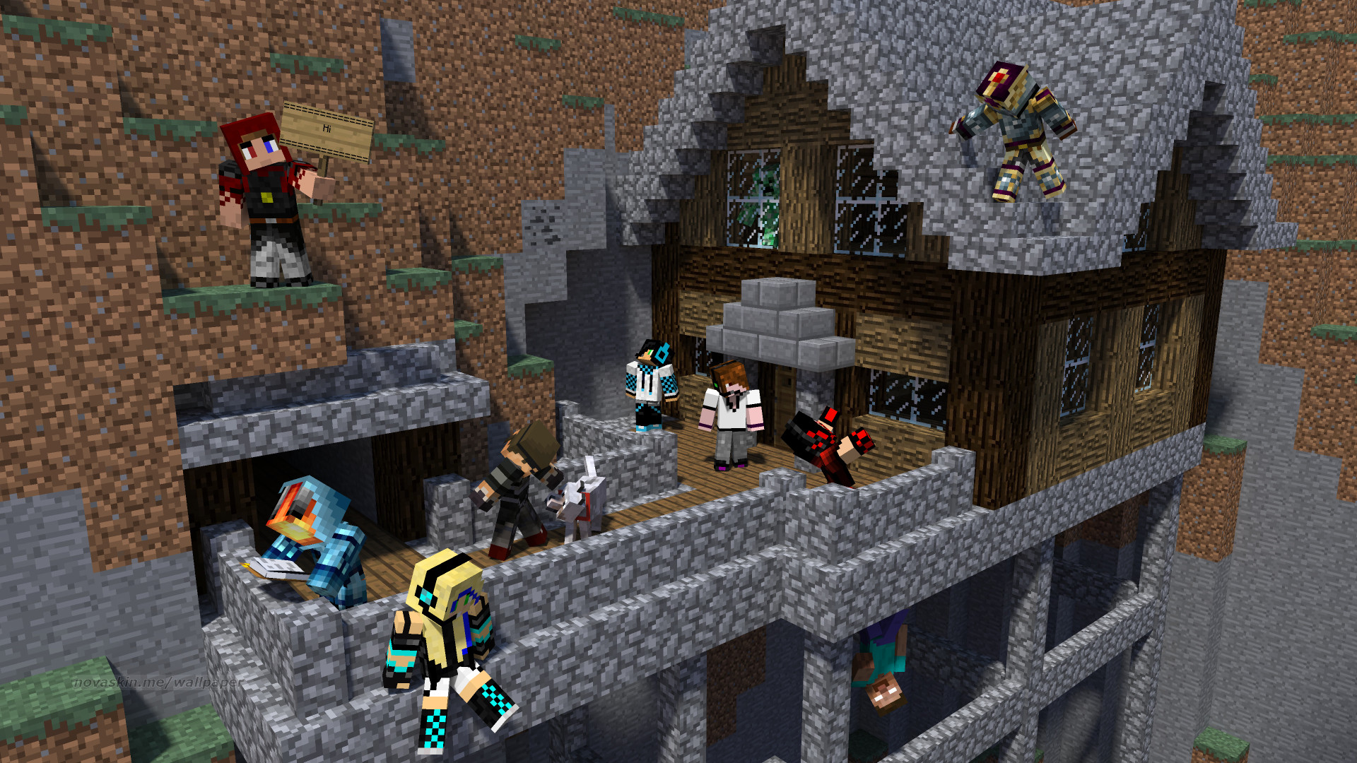 Minecraft, Skin, Casa, Fan art, 1920x1080, sfondo per PC