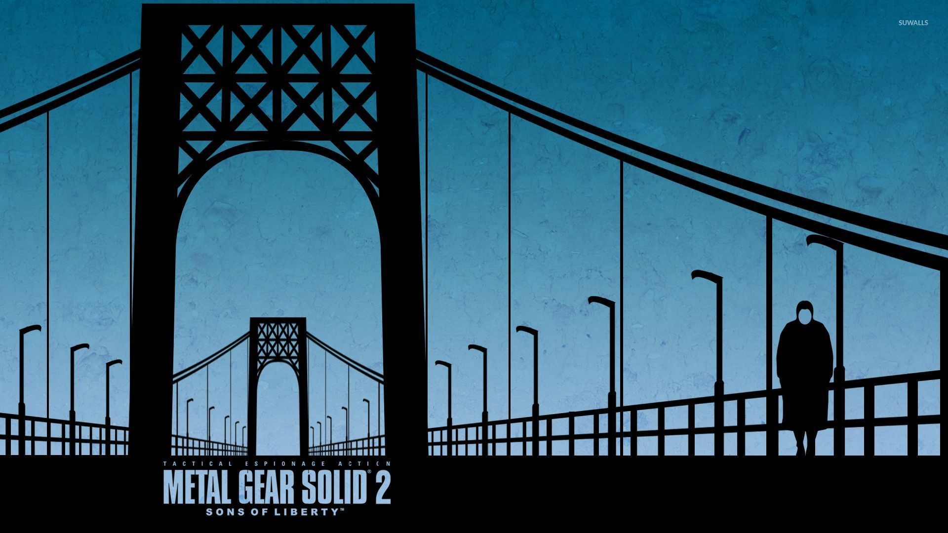 Metal Gear Solid 2: Sons of Liberty, Ponte George Washington, Silhouette, Minimalismo, sfondo 1080p