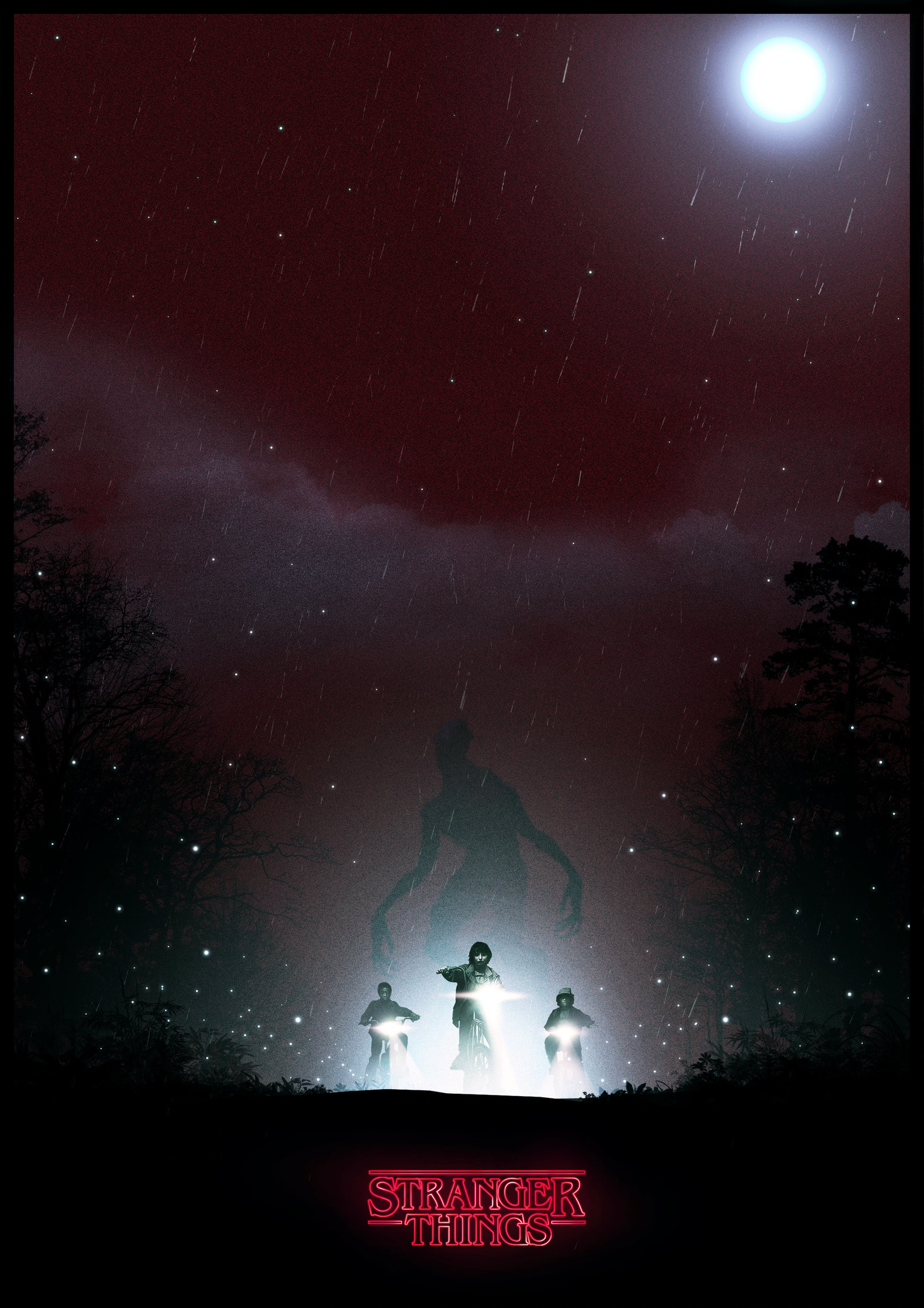 Stranger Things, Biciclette, Luna, Poster, QHD+, sfondo per iPad e tablet