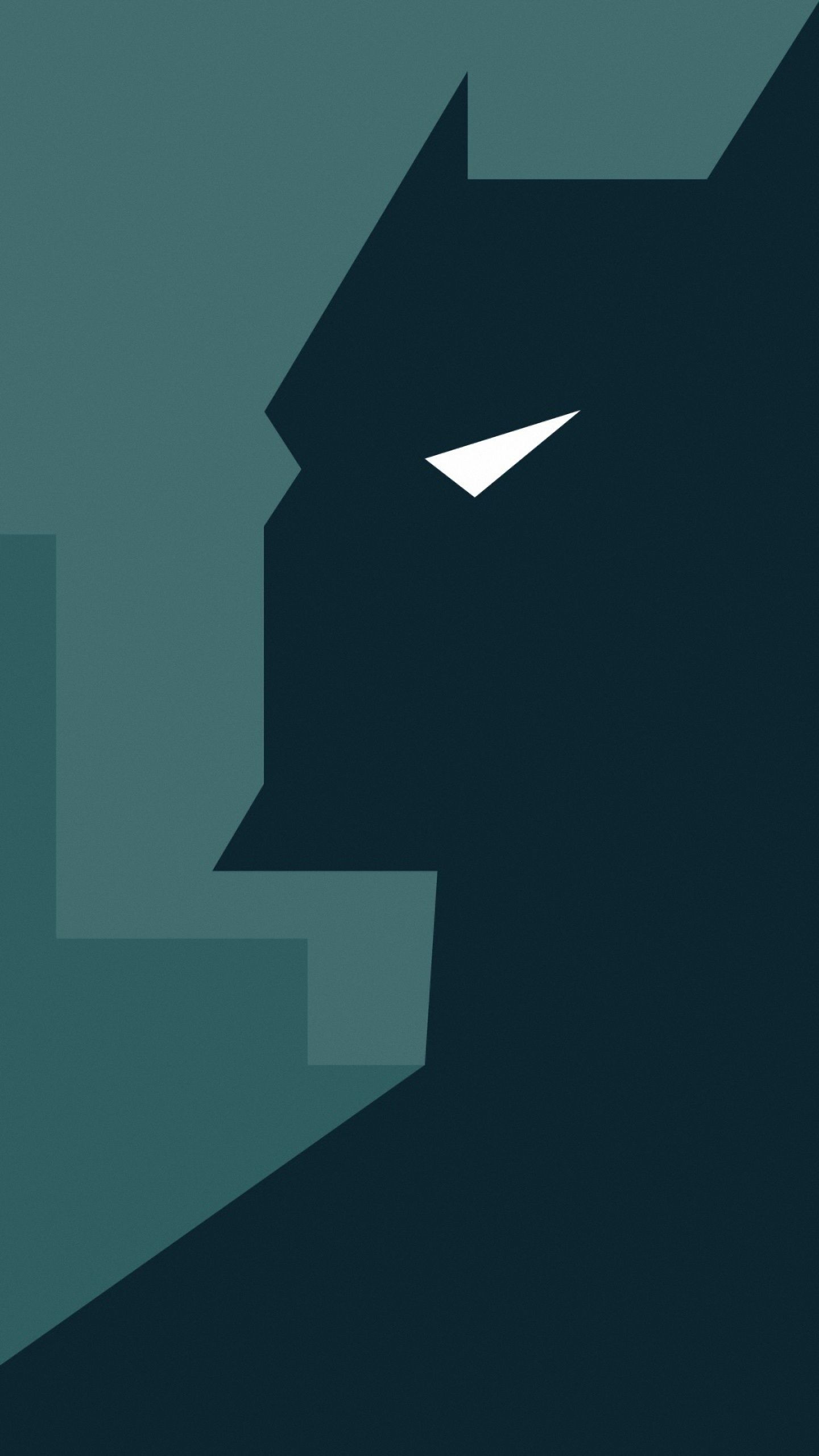Batman, Minimalista, Verde petrolio, QHD+, wallpaper per cellulare