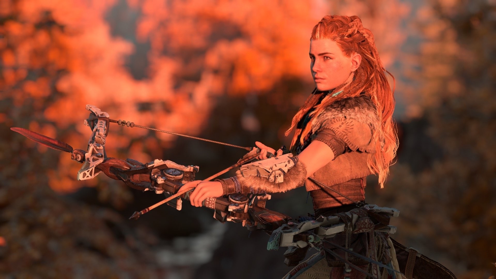 Aloy, Horizon Zero Dawn, Arco, Rosso, Full HD, wallpaper per PC