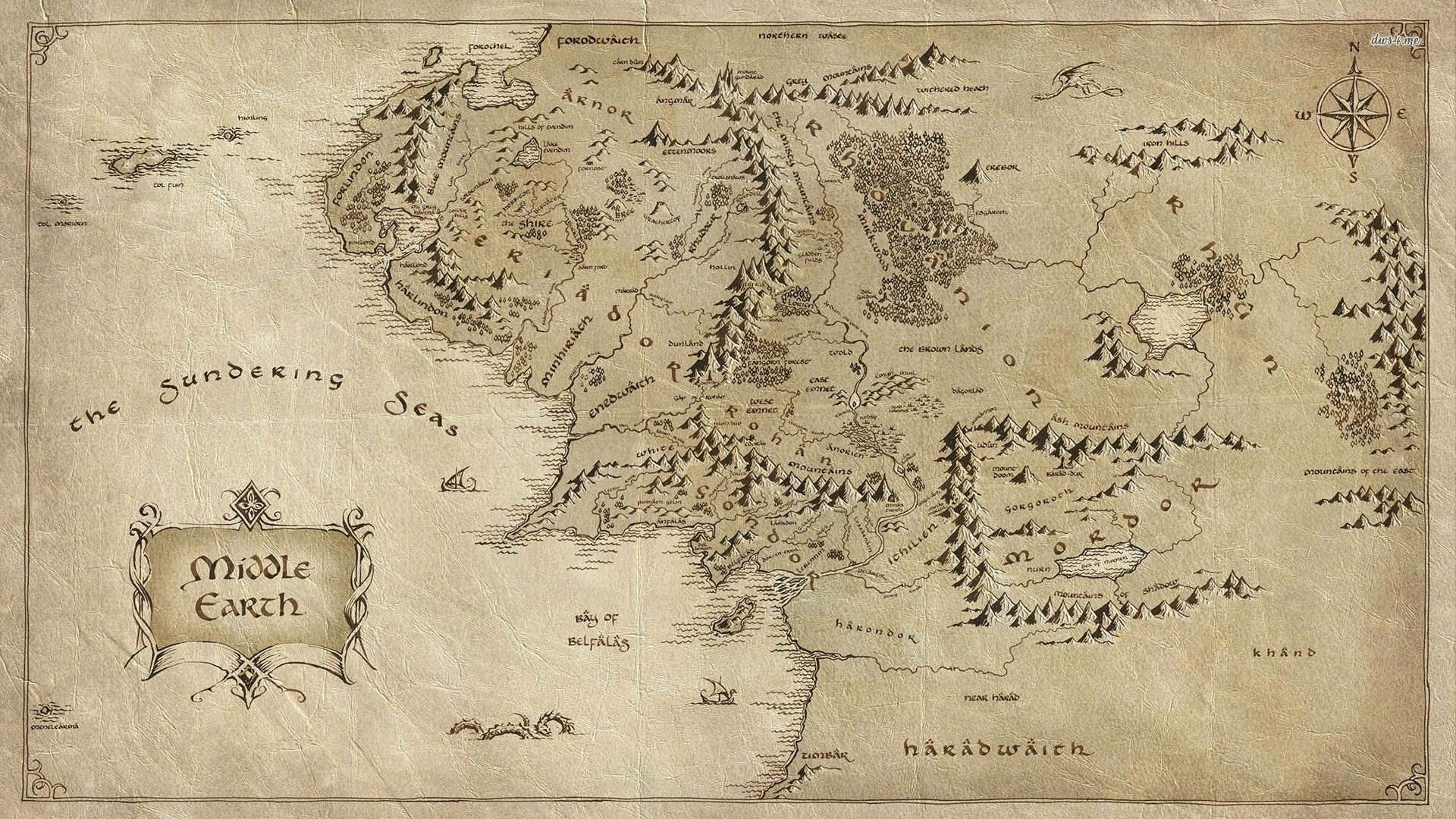 Terra di Mezzo, Mappa, Il Signore degli Anelli, Full HD, sfondo per PC