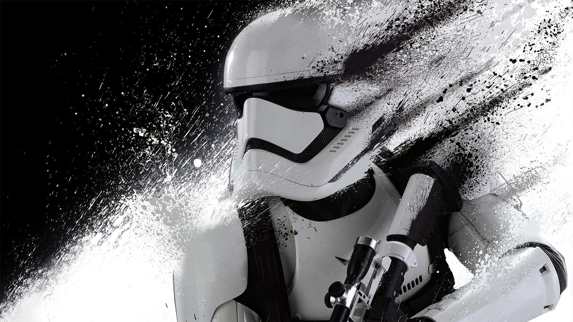 Stormtrooper del Primo Ordine, Effetto dispersione, Bianco e nero, Star Wars, immagine di sfondo