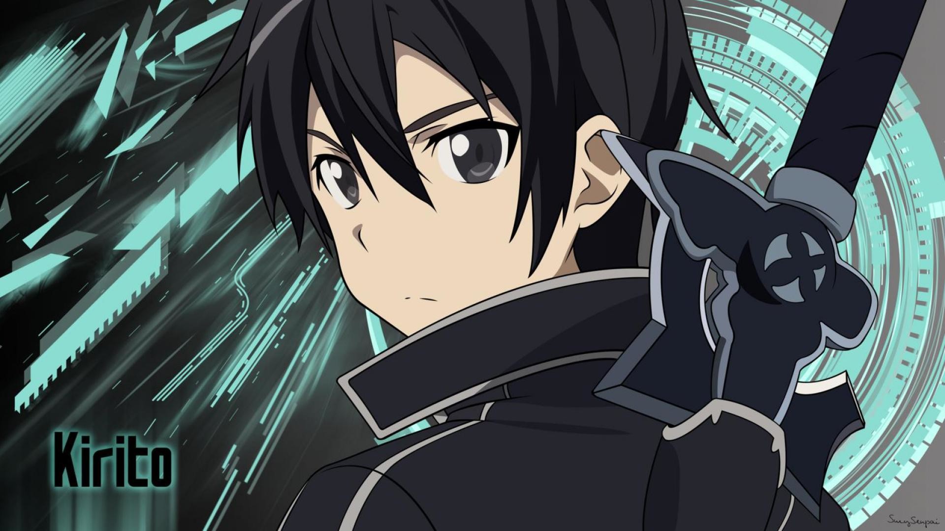 Kirito, Sword Art Online, Spade, Primo piano, 16:9 Full HD, sfondo widescreen