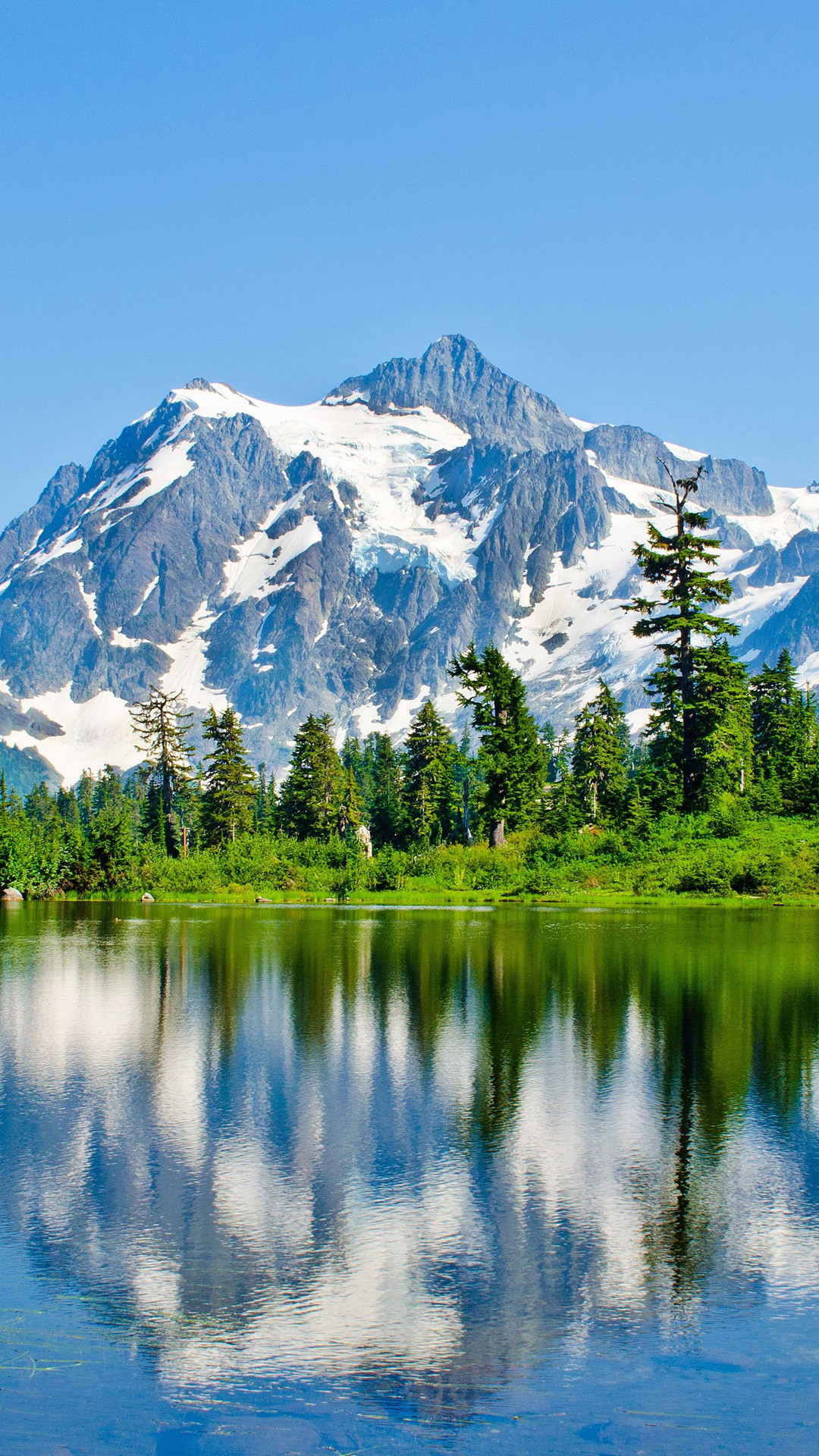 Monte Shuksan, Picture Lake, Washington, Riflesso, 1080x1920, schermata di blocco iPhone