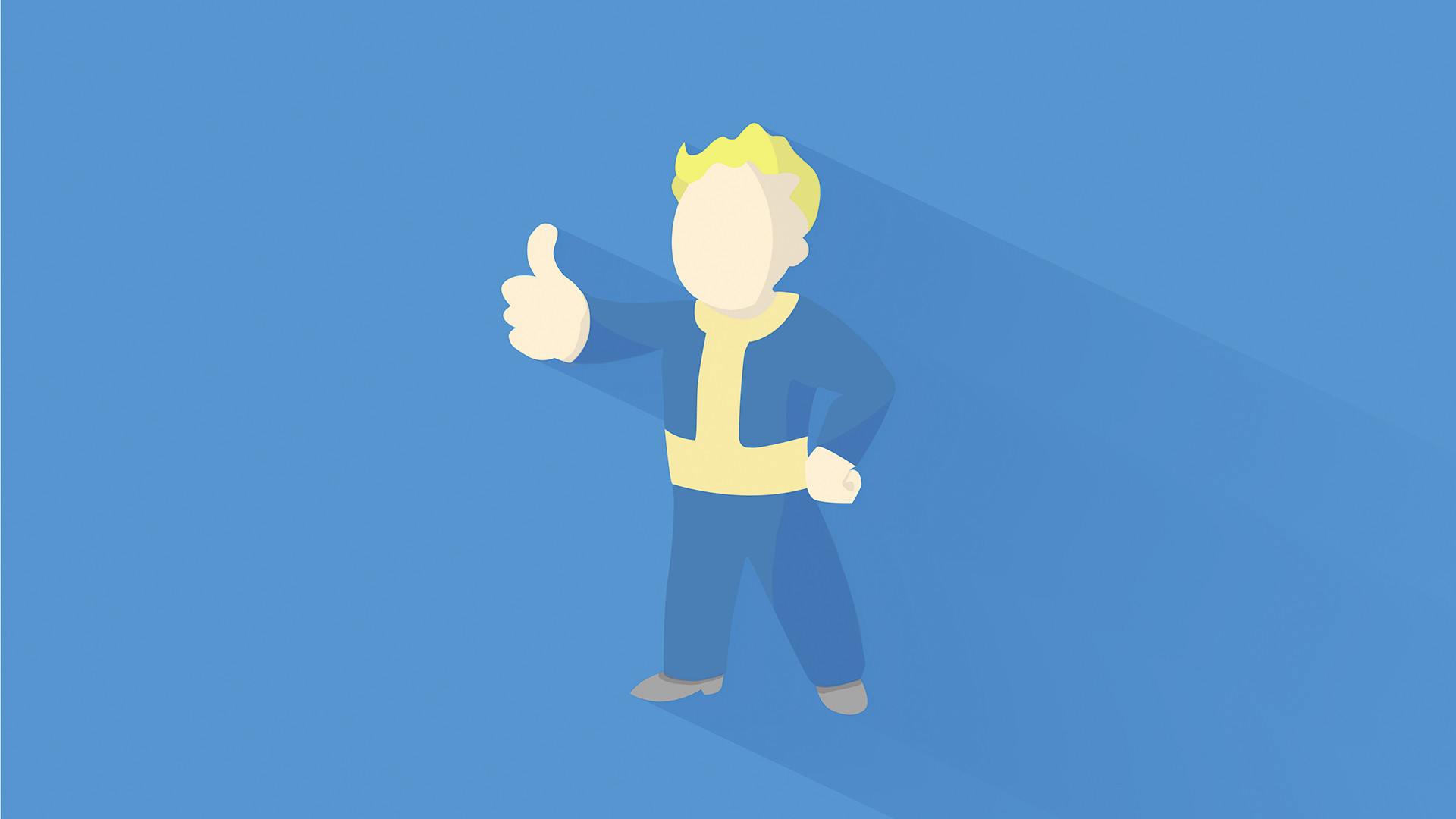Vault Boy, Fallout, Flat design, Sfondo blu, Full HD, wallpaper desktop