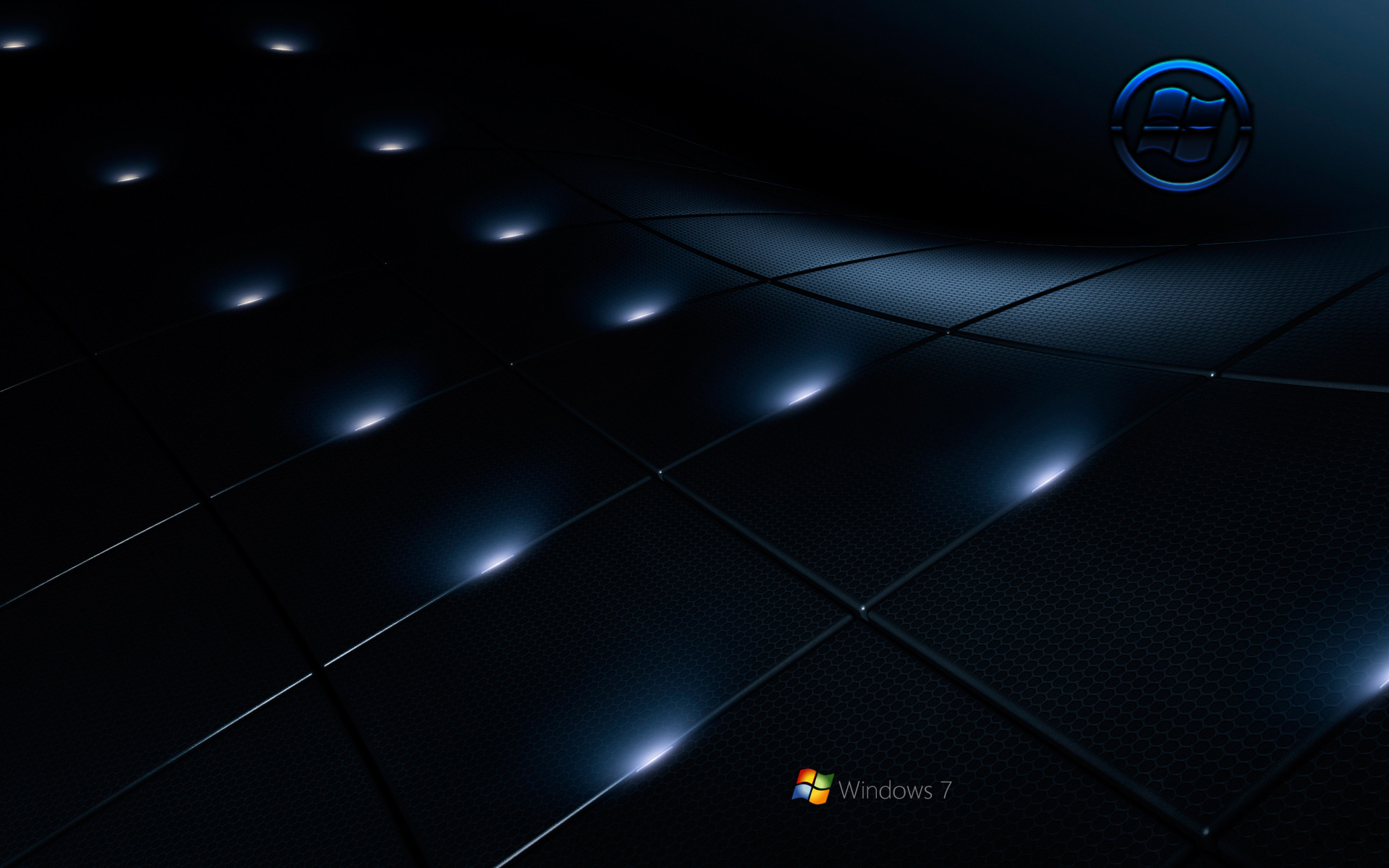Windows 7, Piastrelle, Luci blu, Sfondo scuro, 1920x1200, wallpaper desktop