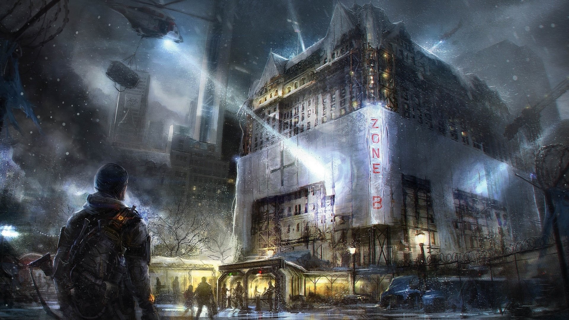 Tom Clancy's The Division, James A. Farley Building, Agente, Notte, Concept art, sfondo Full HD