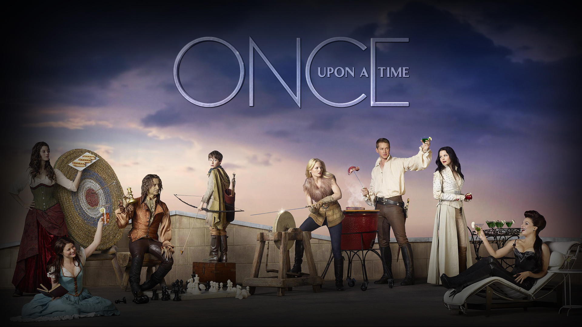 C'era una volta, Once Upon a Time, Logo, Cast, Tramonto, Full HD, sfondo per PC