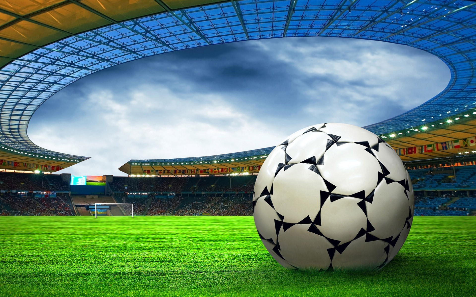 Olympiastadion Berlin, Stadio, Pallone da calcio, Prato, Full HD, sfondo desktop
