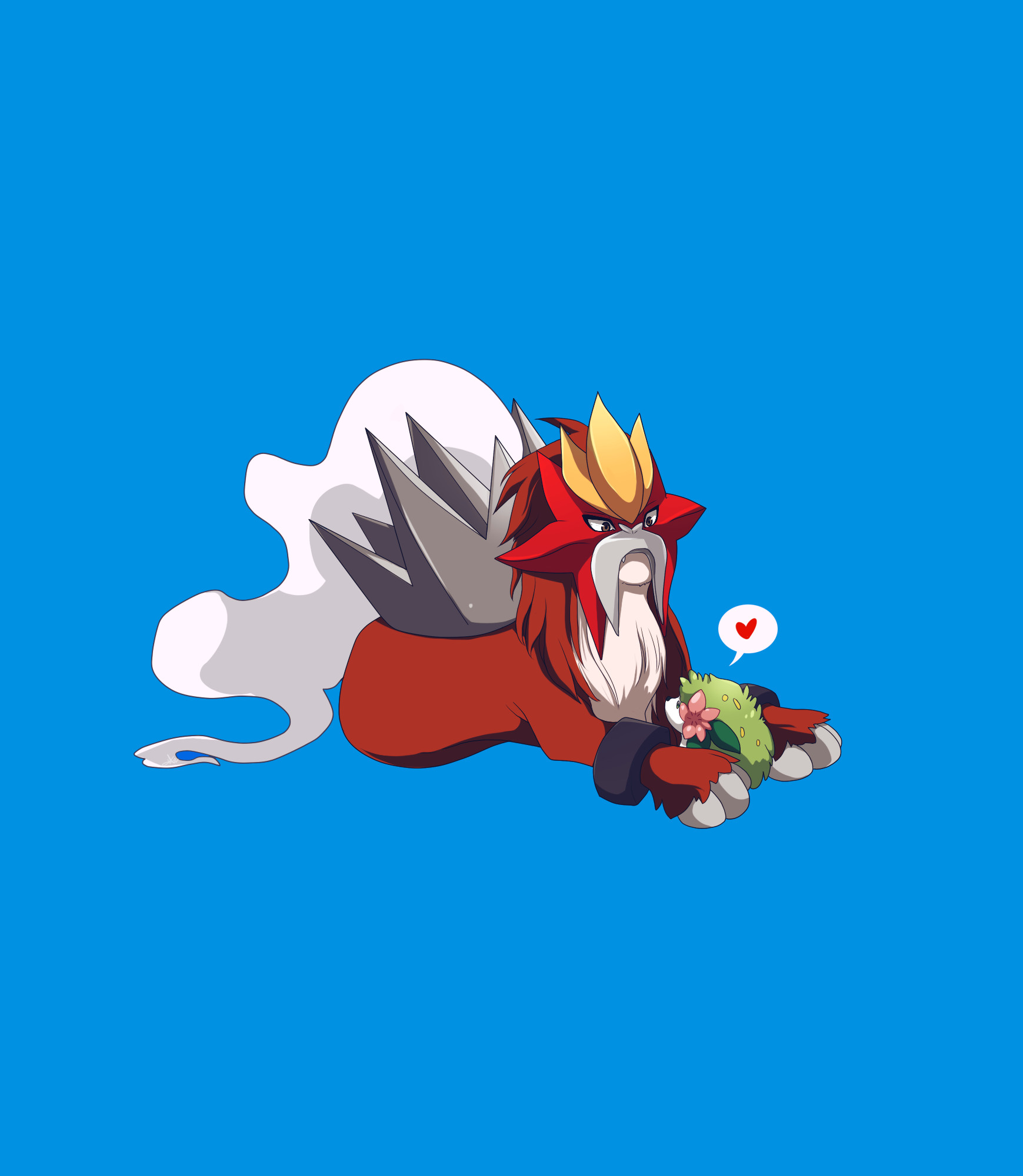 Entei, Pokémon, Sfondo azzurro, QHD+, schermata di blocco iPad