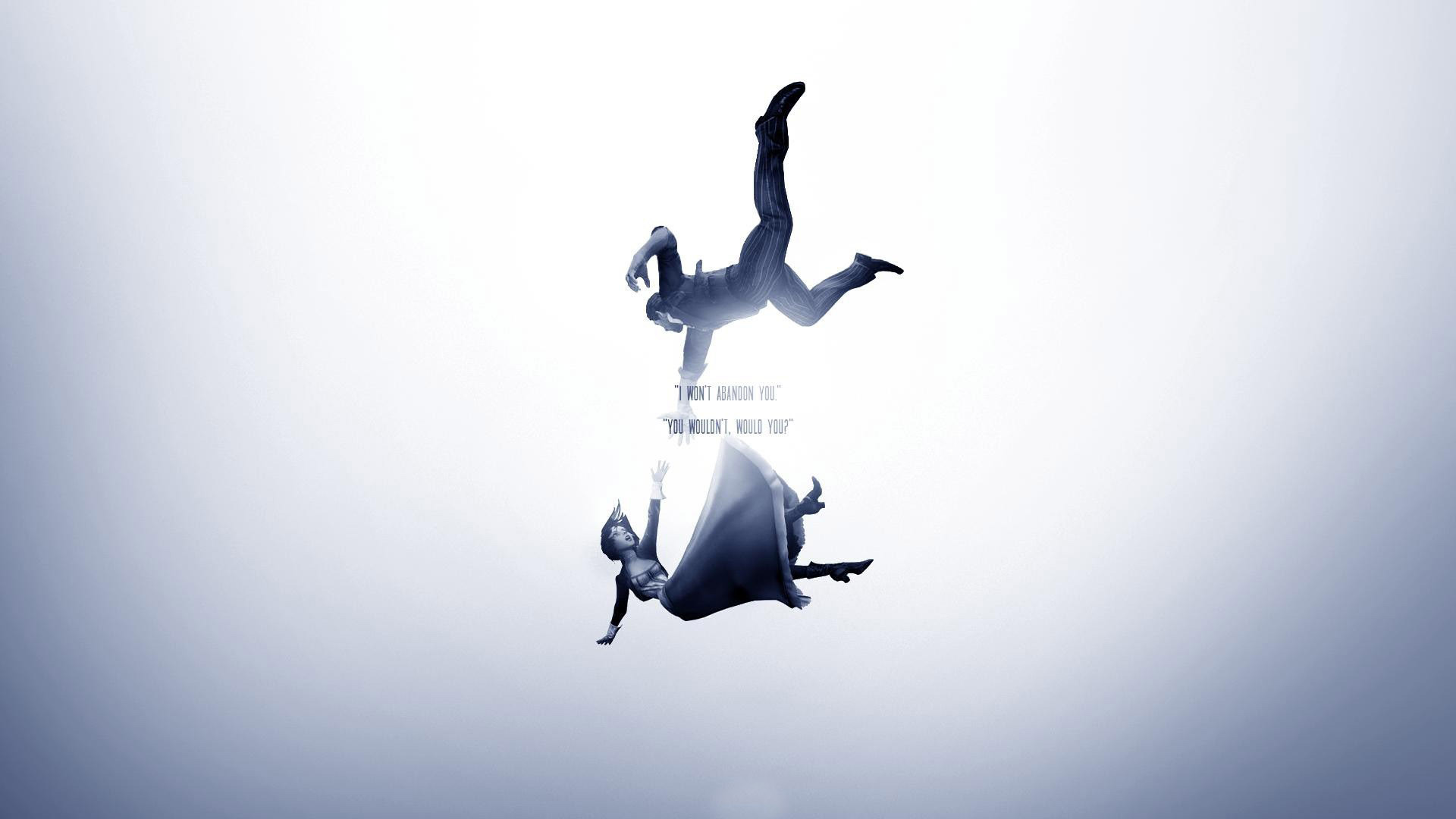 Booker DeWitt, Elizabeth, BioShock Infinite, Caduta, Minimalismo, sfondo desktop 1080p