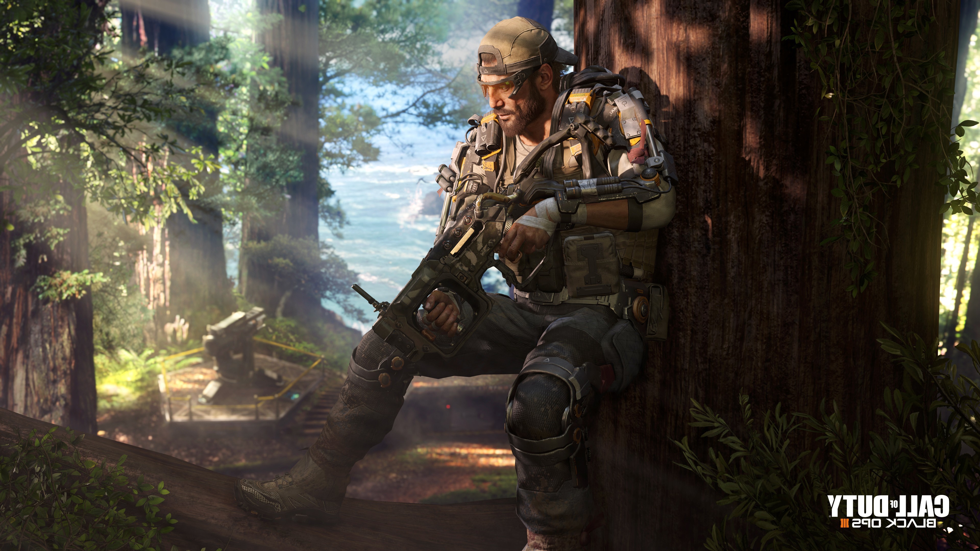 Call of Duty: Black Ops III, Soldato, Foresta, Sequoie, 16:9 4K, sfondo widescreen