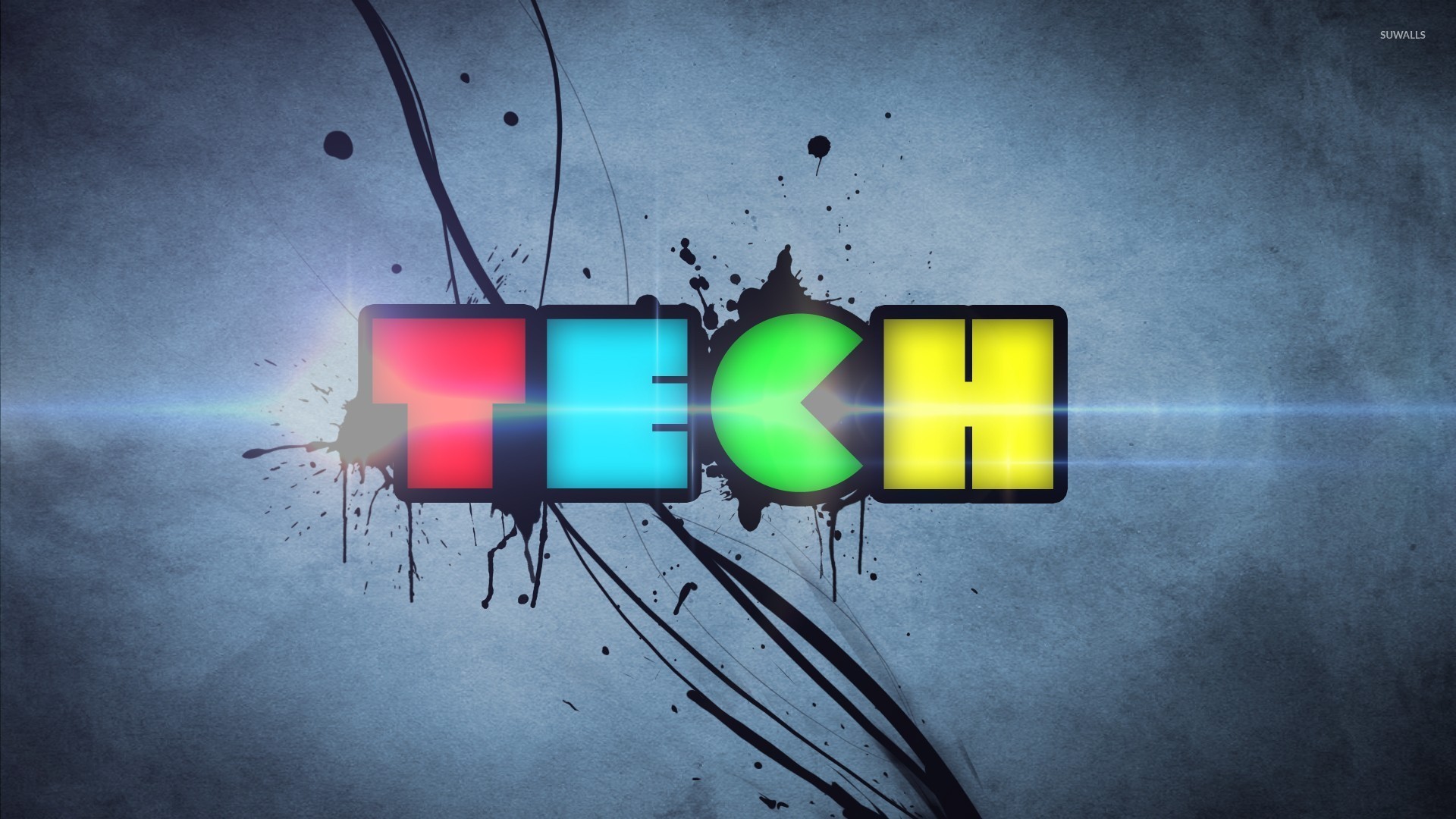 Tech, Scritta, Schizzi, Colori, 16:9 Full HD, sfondo widescreen