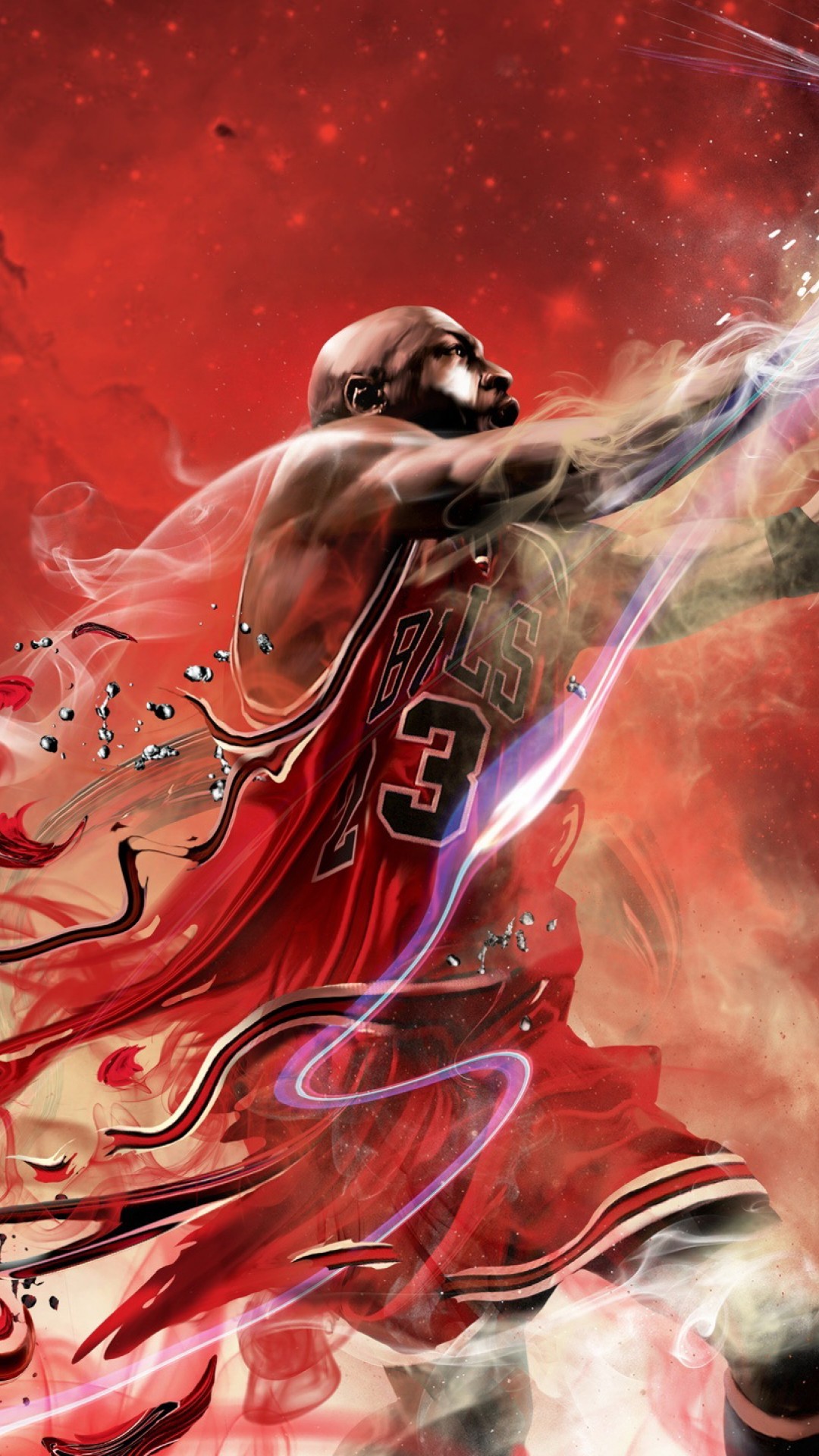 Michael Jordan, Chicago Bulls, Arte digitale, Rosso, wallpaper per iPhone e Android