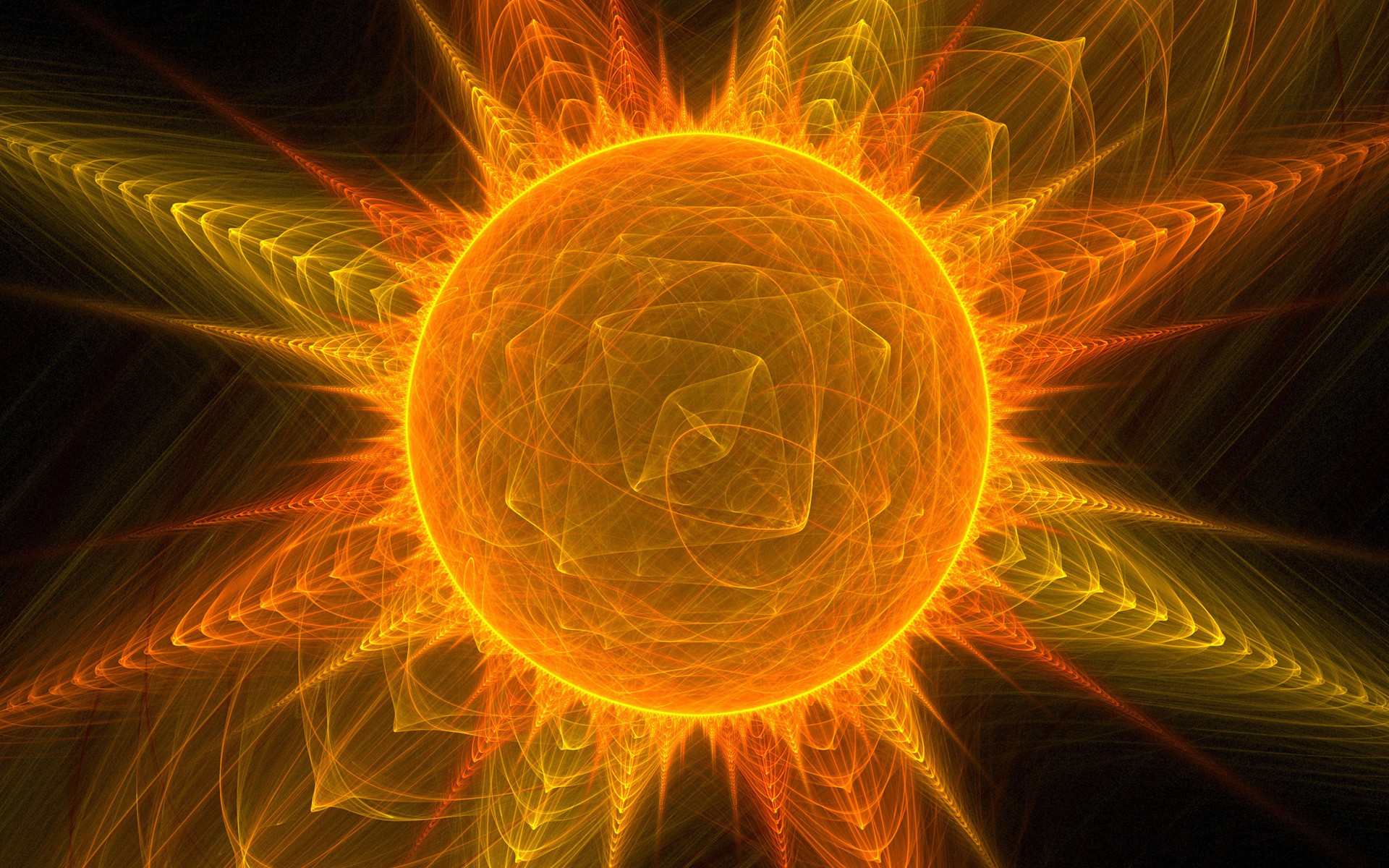 Sole, Frattale, Arte digitale, Arancione, 1920x1200, sfondo MacBook Pro
