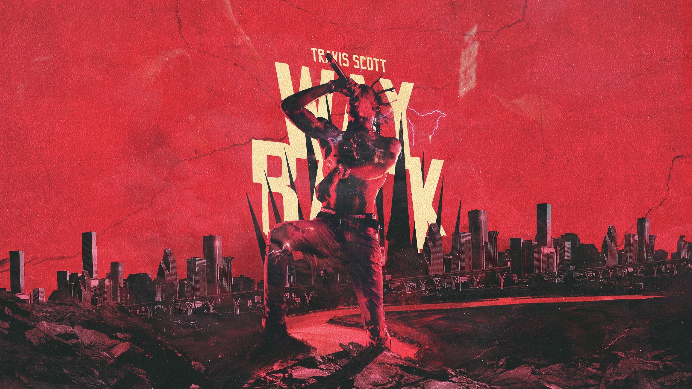 Travis Scott, Skyline, Rosso, Copertina, Full HD, sfondo Windows 11