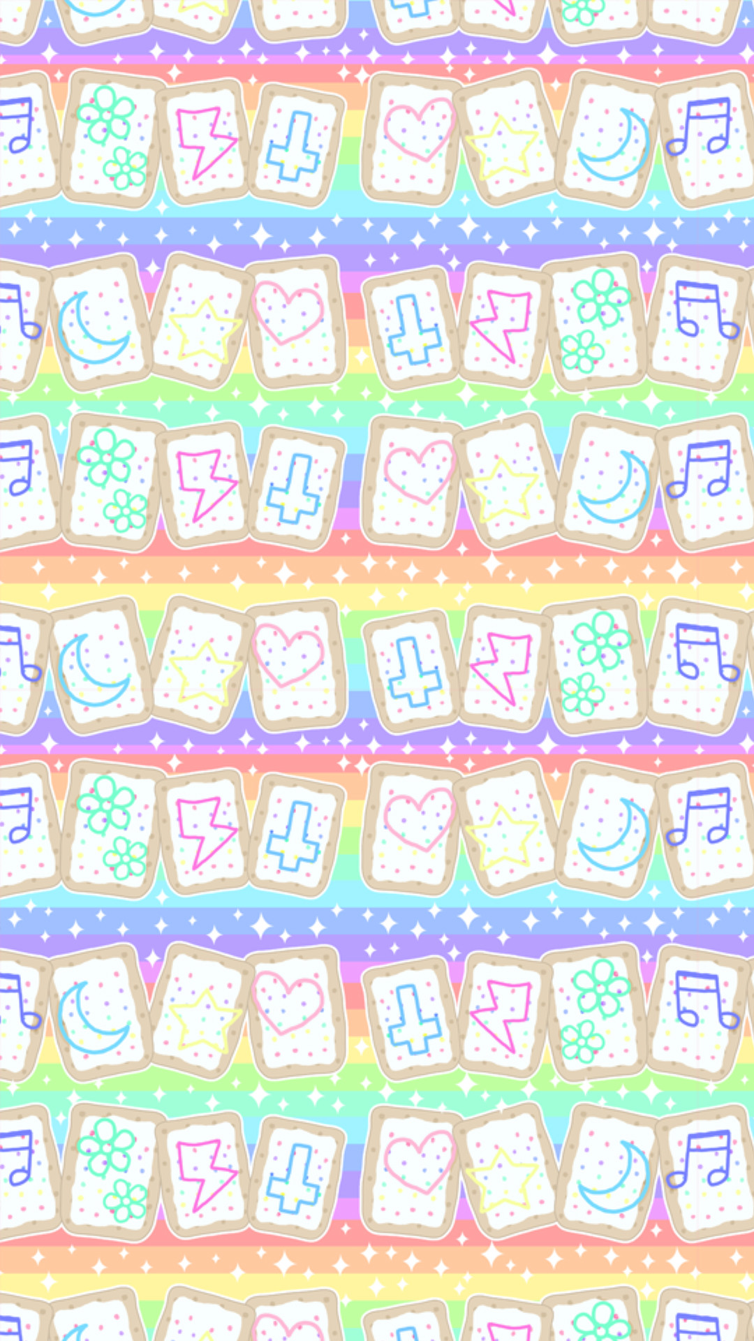 Pattern kawaii, Arcobaleno, Note musicali, Pastello, 1080x1920, schermata di blocco iPhone