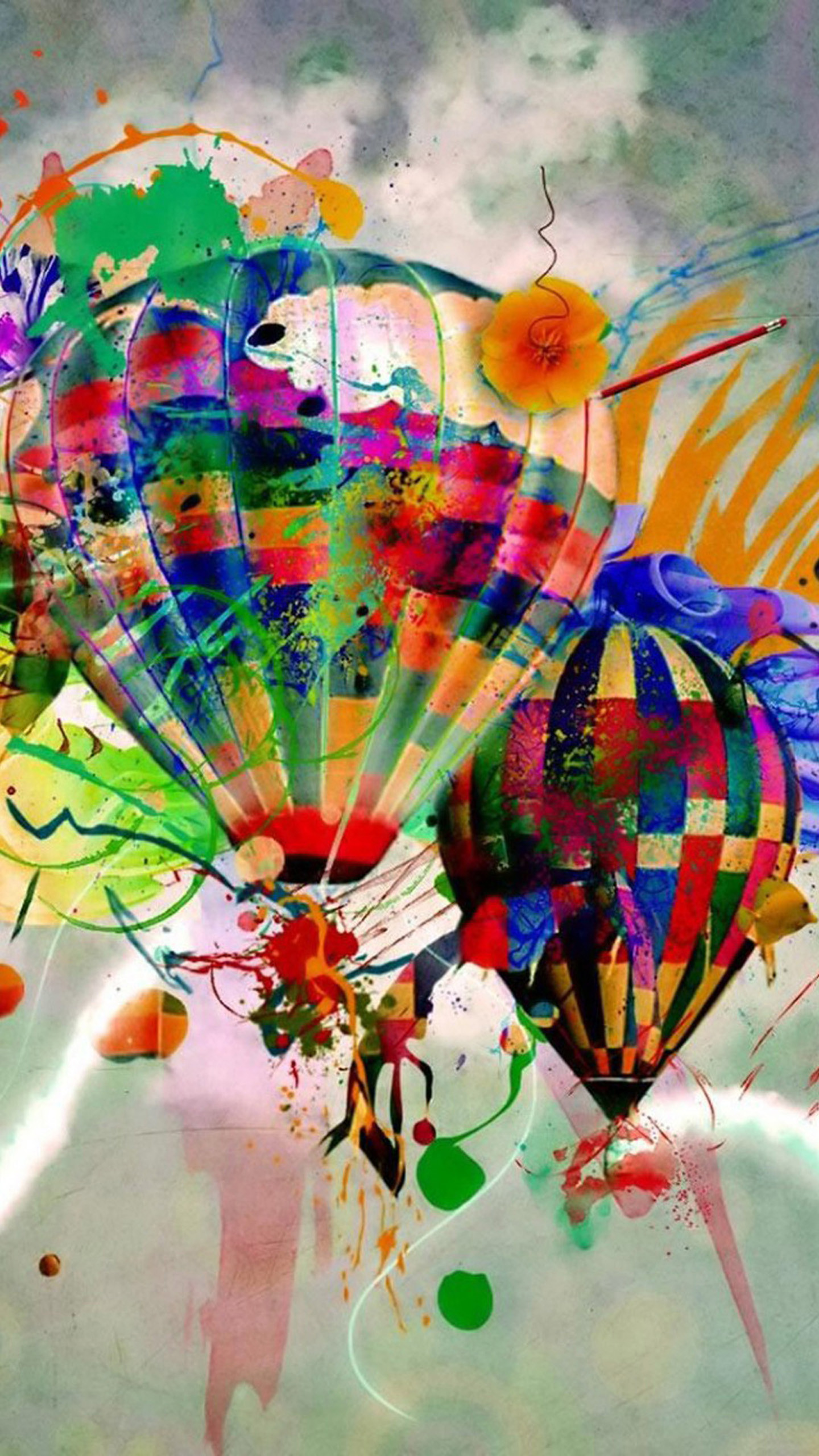 Mongolfiere, Arte astratta, Colori, Schizzi di vernice, sfondo schermata di blocco LG G3