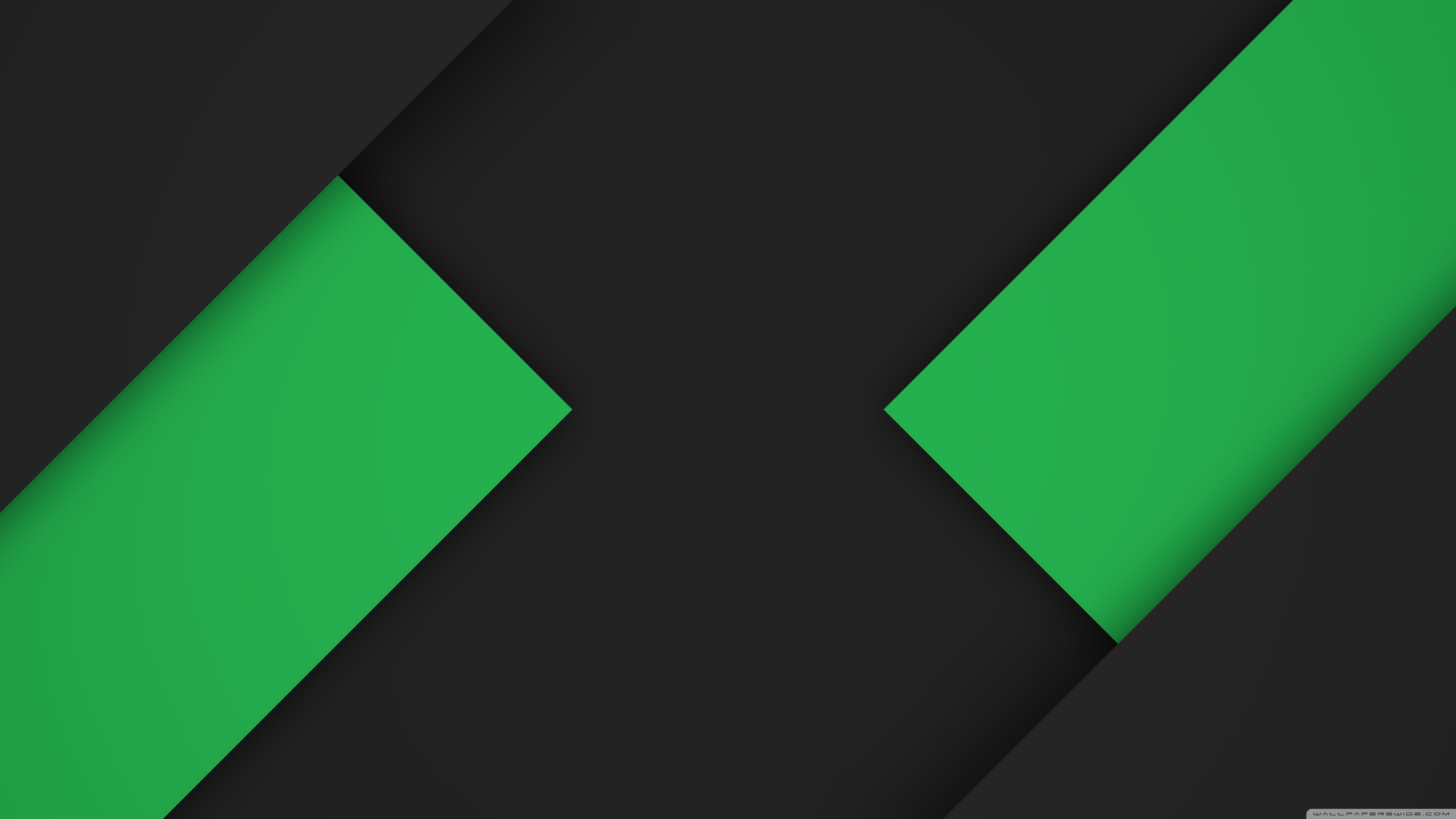 Material Design, Forme geometriche, Verde, Nero, Astratto, 3840x2160, immagine di sfondo