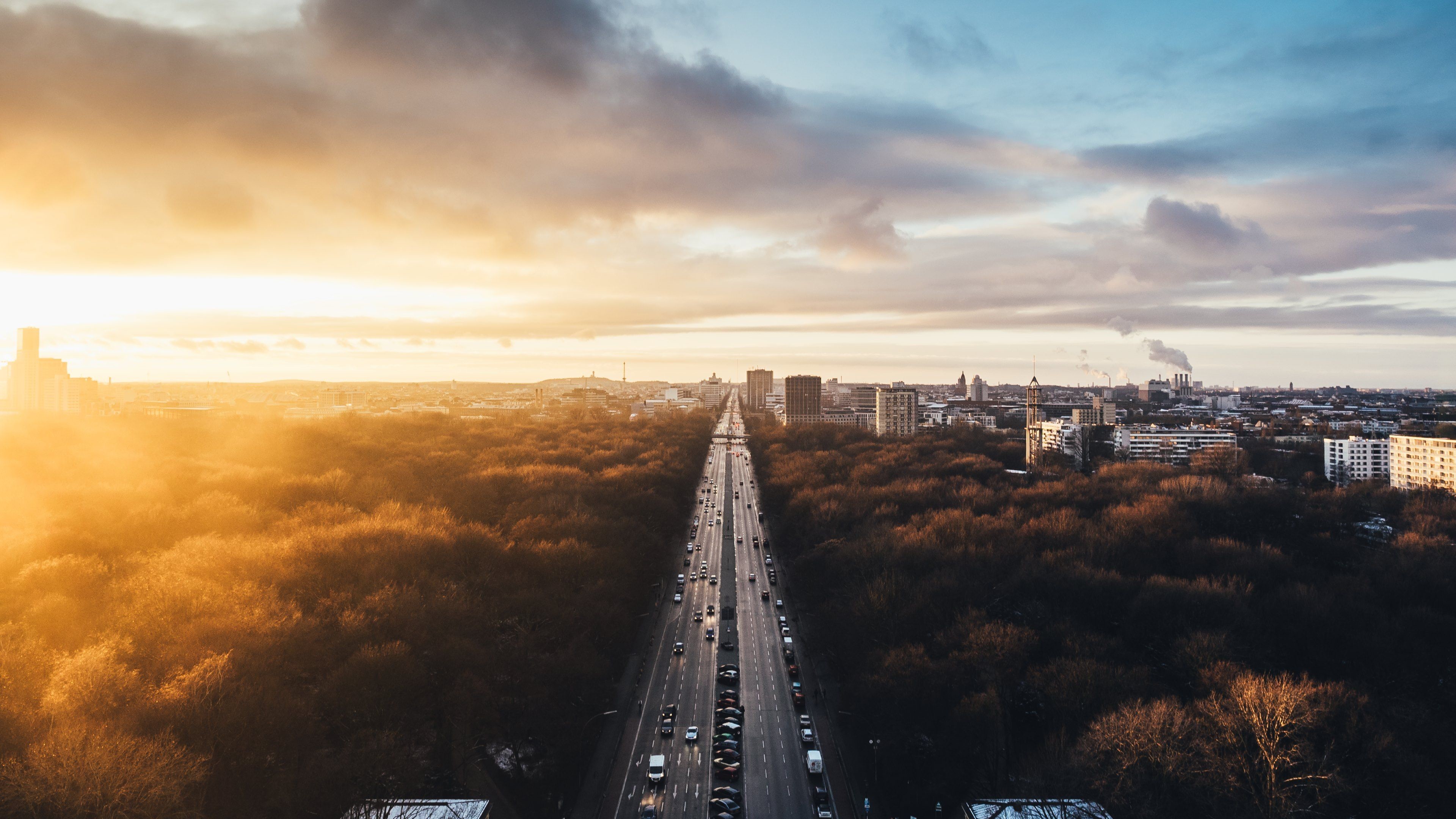 Berlino, Tiergarten, Germania, Alba, Vista aerea, 4K, sfondo per PC