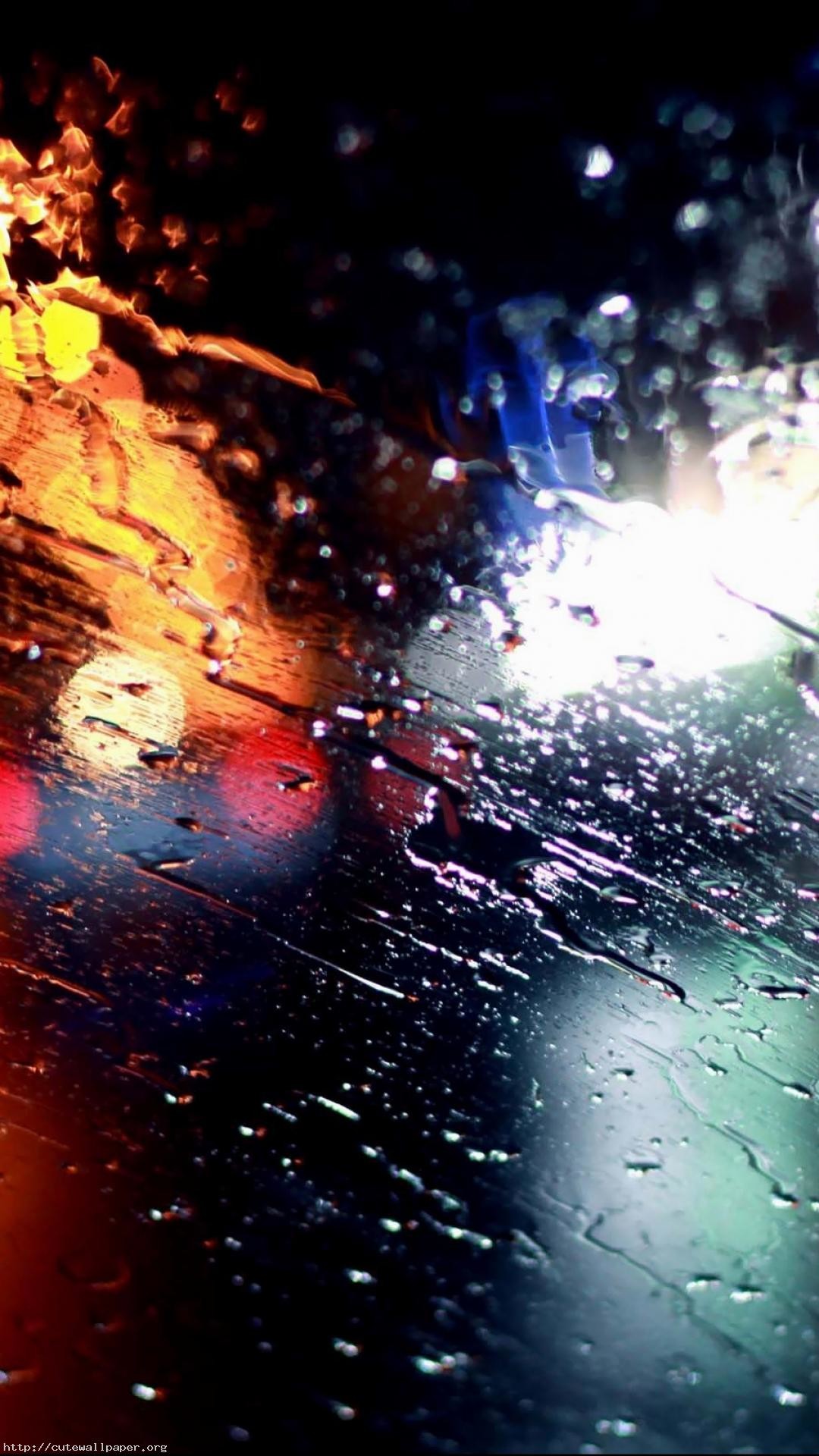 Gocce di pioggia, Vetro, Bokeh, Notte, sfondo iPhone 5