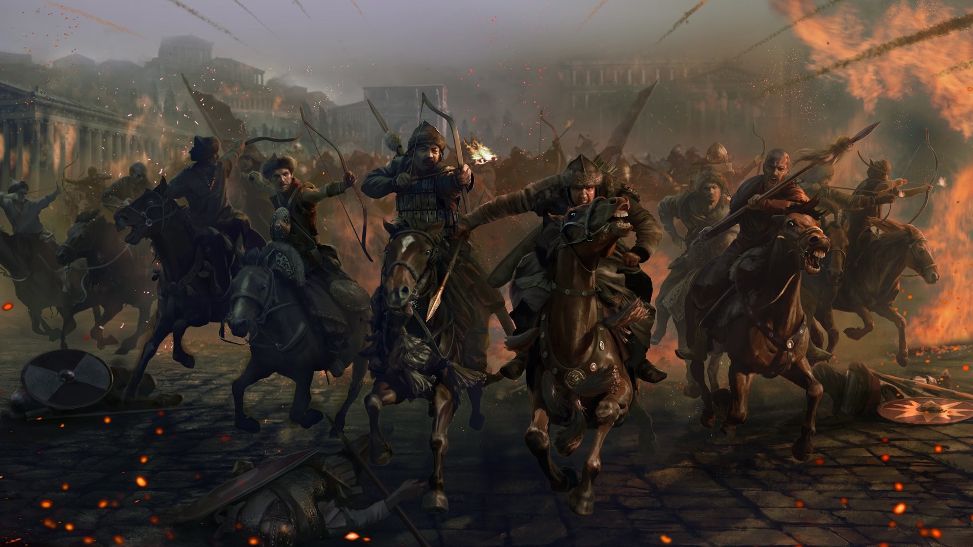Cavalleria, Battaglia, Cavalieri, Fuoco, Medioevo, Full HD, sfondo desktop
