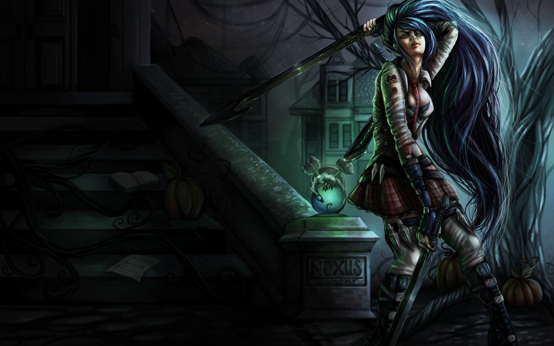 Akali, League of Legends, Halloween, Notte, 1920x1200, immagine di sfondo