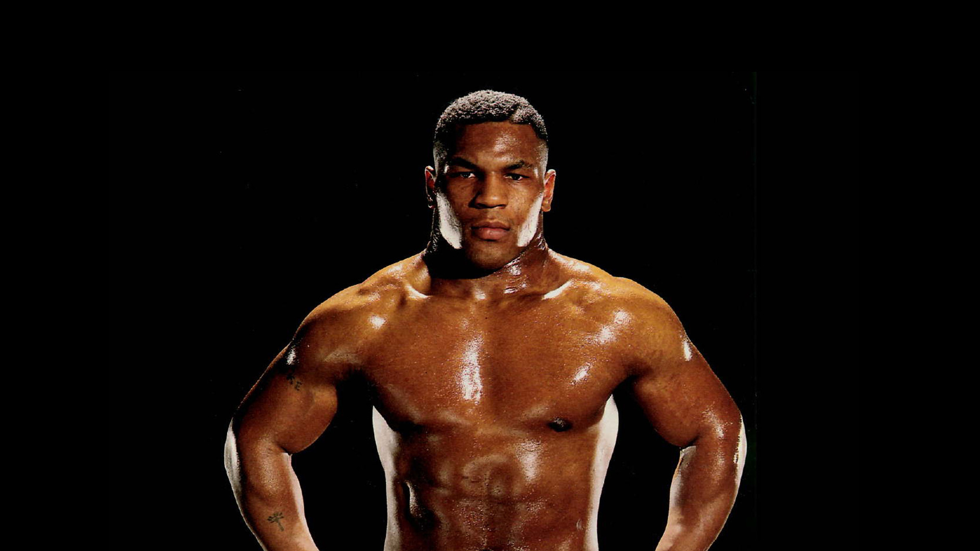 Mike Tyson, Pugile, Sfondo nero, Muscoli, Ritratto, Full HD, wallpaper per PC
