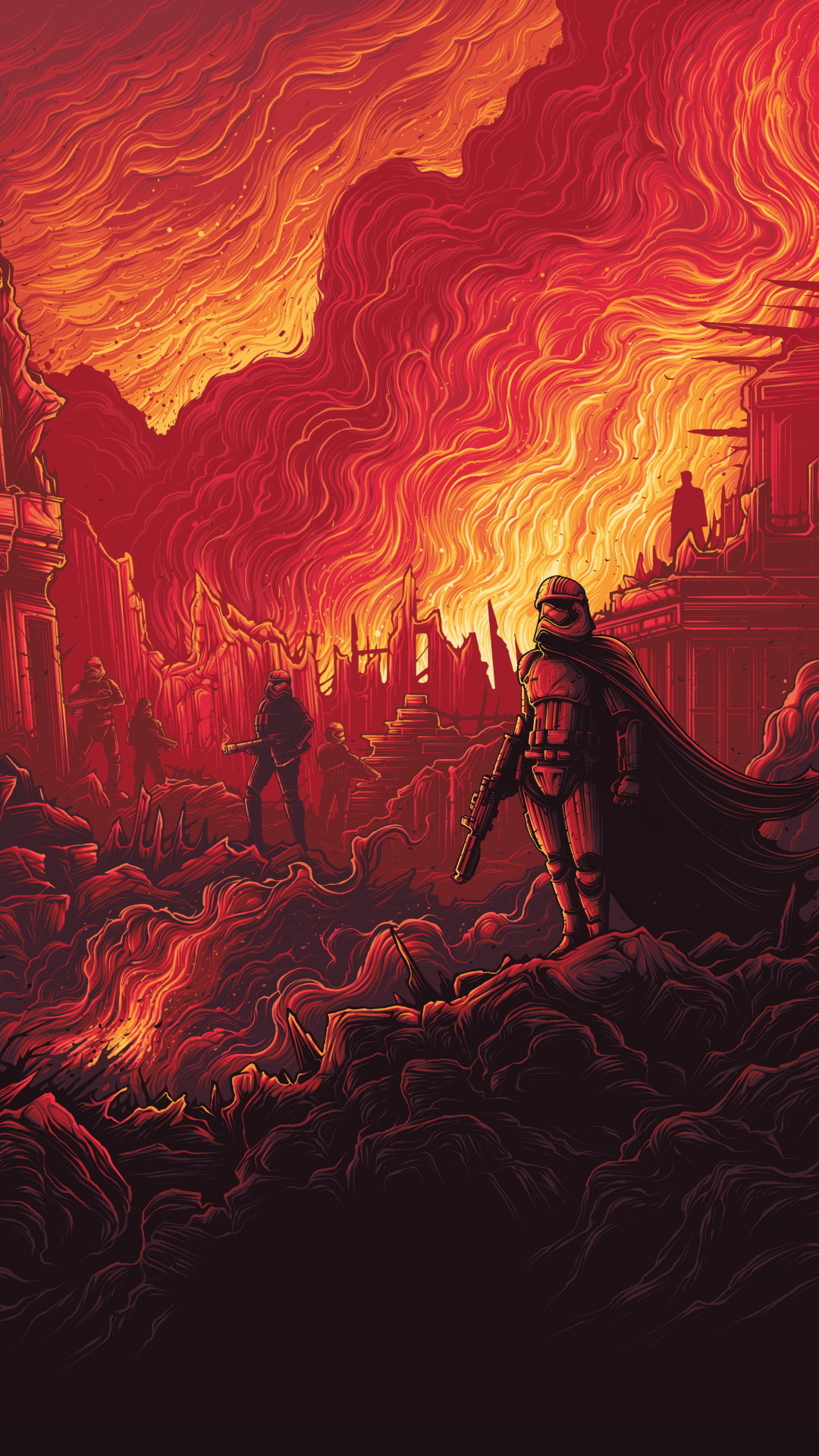 Kylo Ren, Star Wars: Il risveglio della Forza, Fiamme, Illustrazione, schermata di blocco iPhone