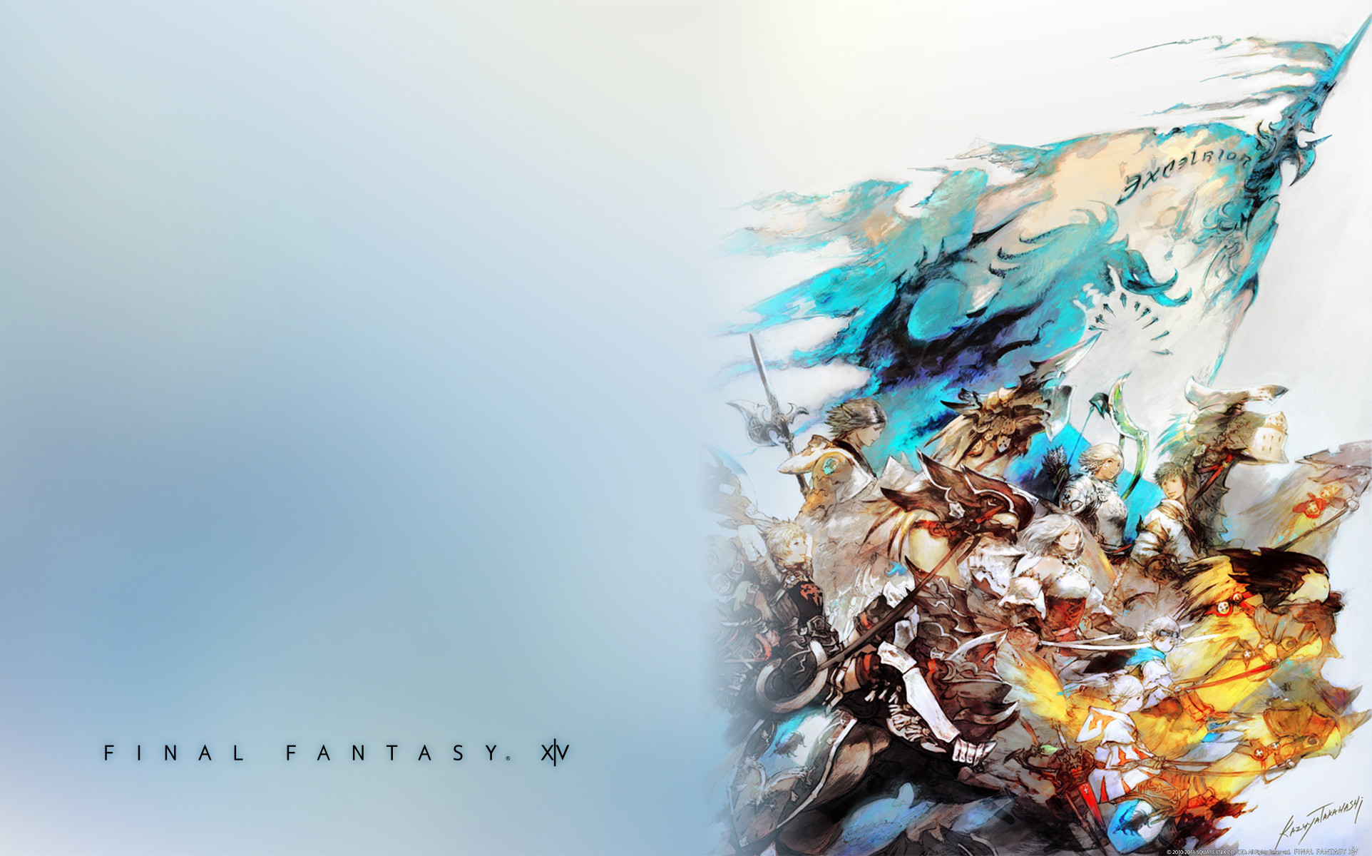 Final Fantasy XIV, Yoshitaka Amano, Illustrazione, Sfondo bianco, wallpaper desktop Full HD