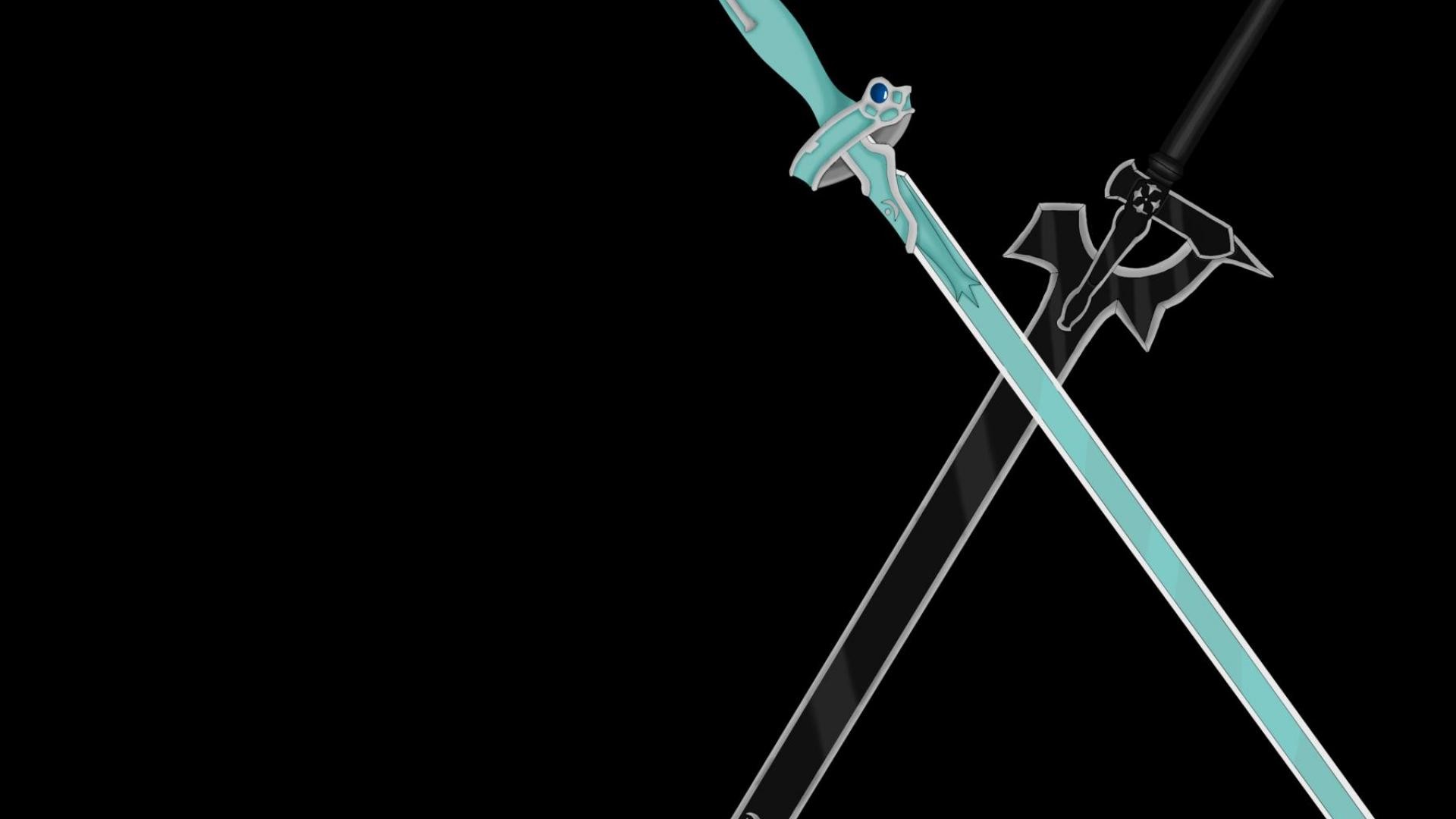 Elucidator, Dark Repulser, Sword Art Online, Spade, Sfondo nero, wallpaper desktop Full HD