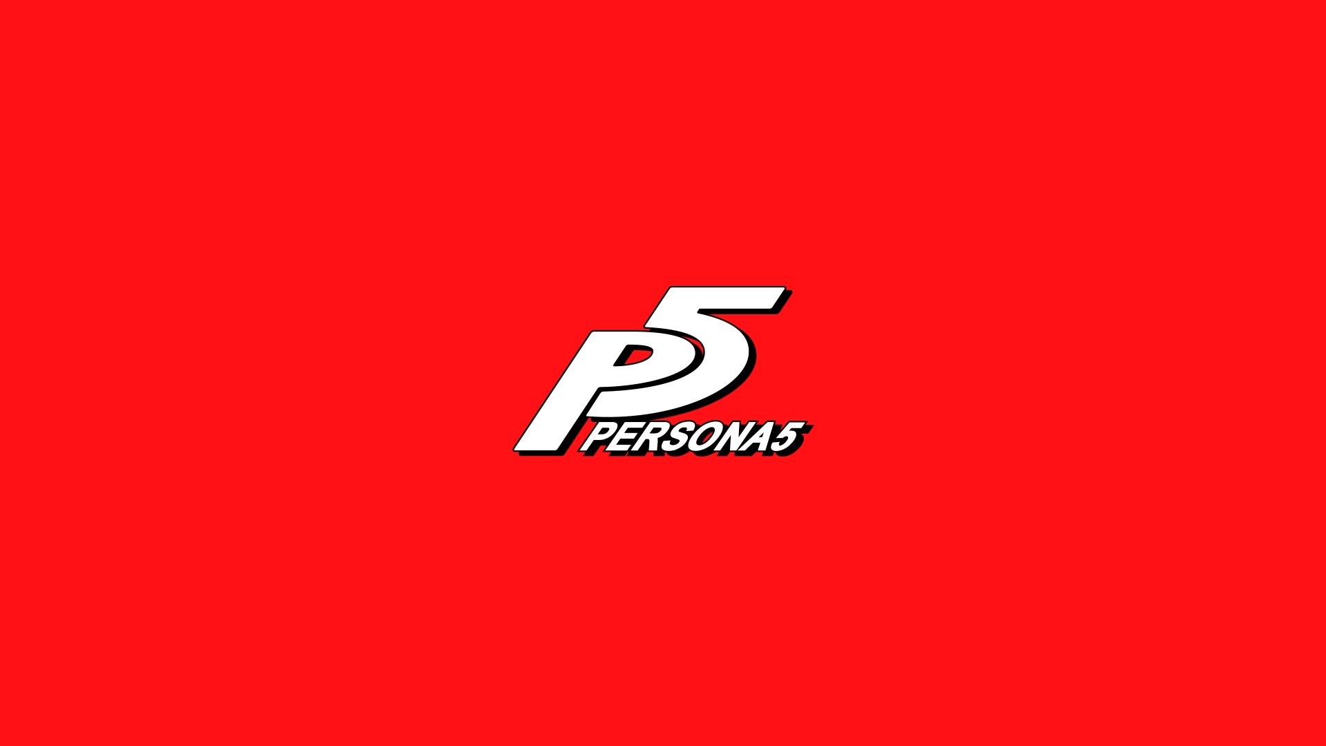 Persona 5, Logo, Sfondo rosso, Minimalista, Full HD, wallpaper desktop