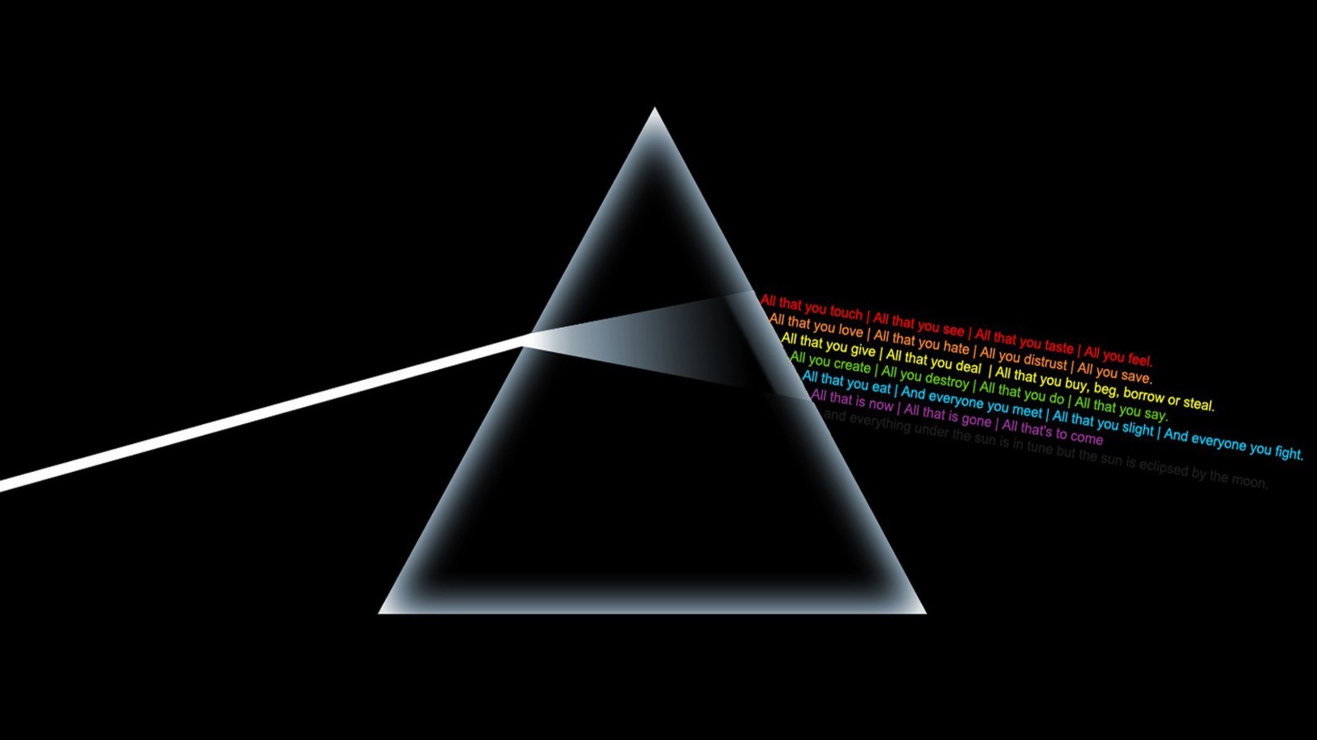 Pink Floyd, The Dark Side of the Moon, Prisma, Sfondo nero, 1920x1080, wallpaper desktop
