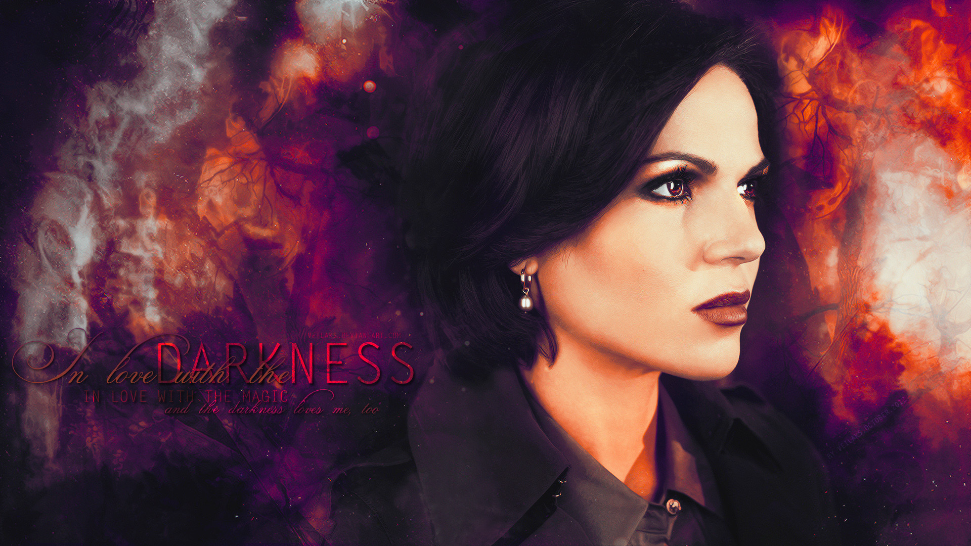 Regina Mills, Lana Parrilla, C'era una volta, Darkness, Arte digitale, sfondo per portatile