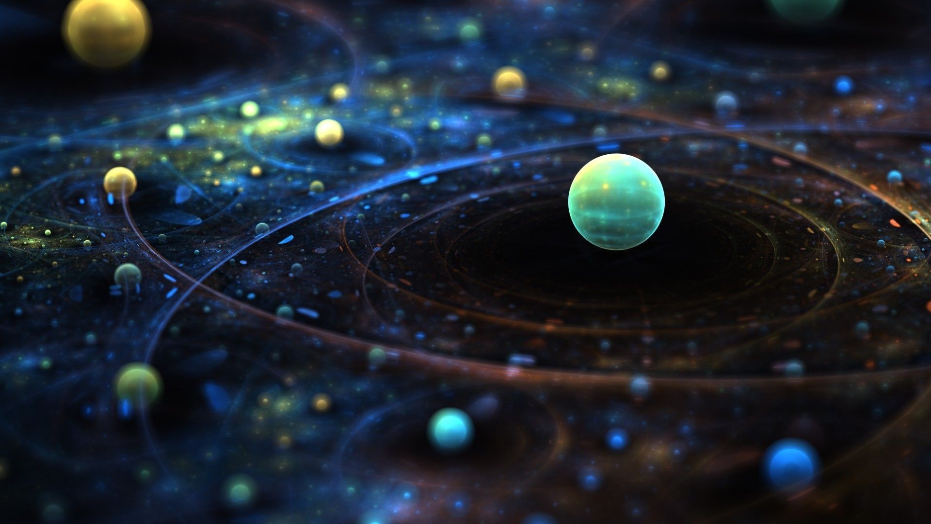 Sistema planetario, Orbite, Pianeti, Arte digitale, Full HD, wallpaper per PC